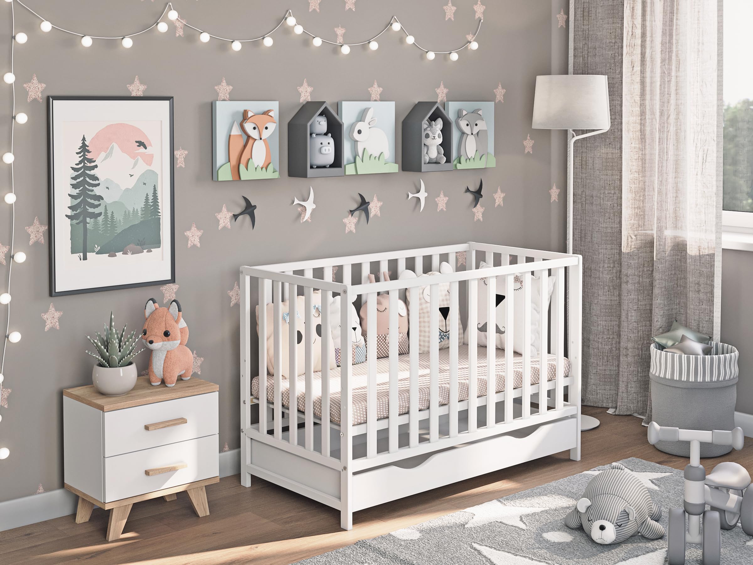 Generico Letto per bambini Lulu con materasso cassetto e kit di conversione 120x60 cm – cresce insieme al vostro bambino