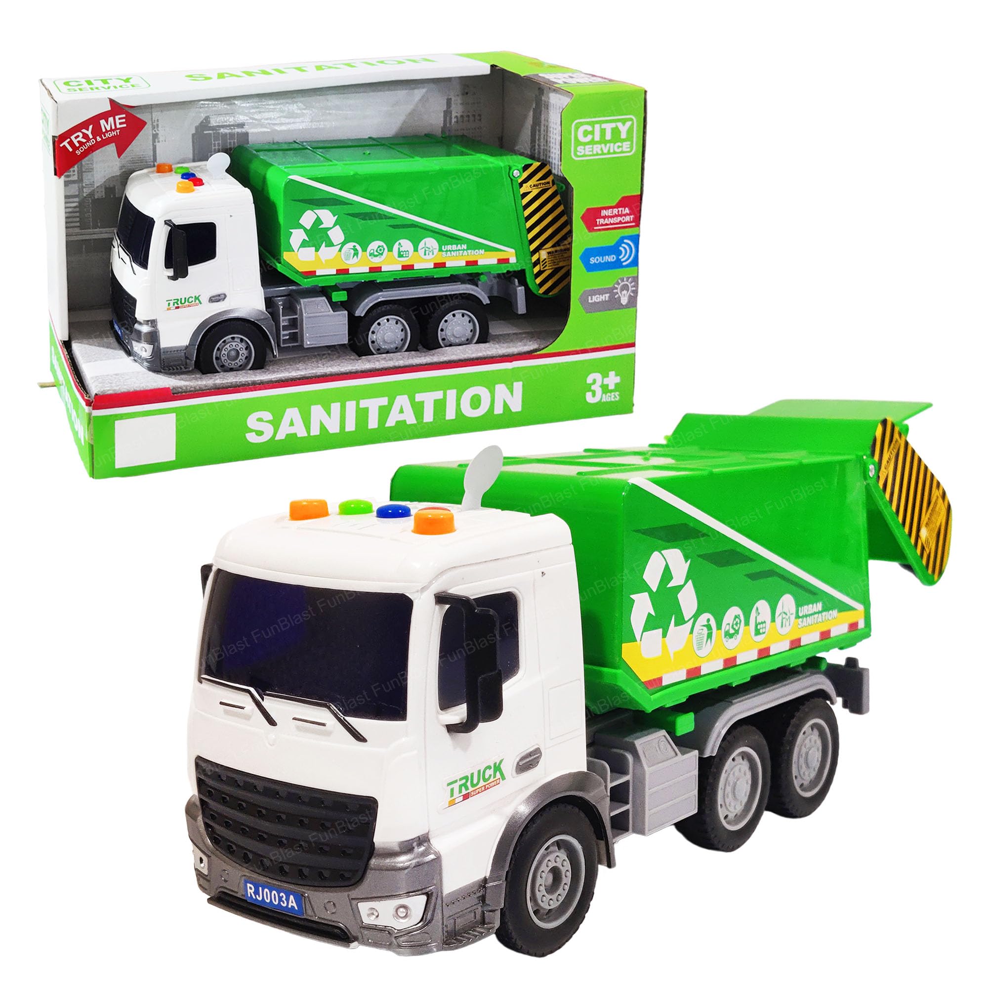 FunBlast Pull Back Garbage Trucks with Light & Sound Effects - Friction Power Truck Vehicles Toy for Kids, Boys - Multicolor (B084FYRNLX) Amazon Price History, Amazon Price Tracker