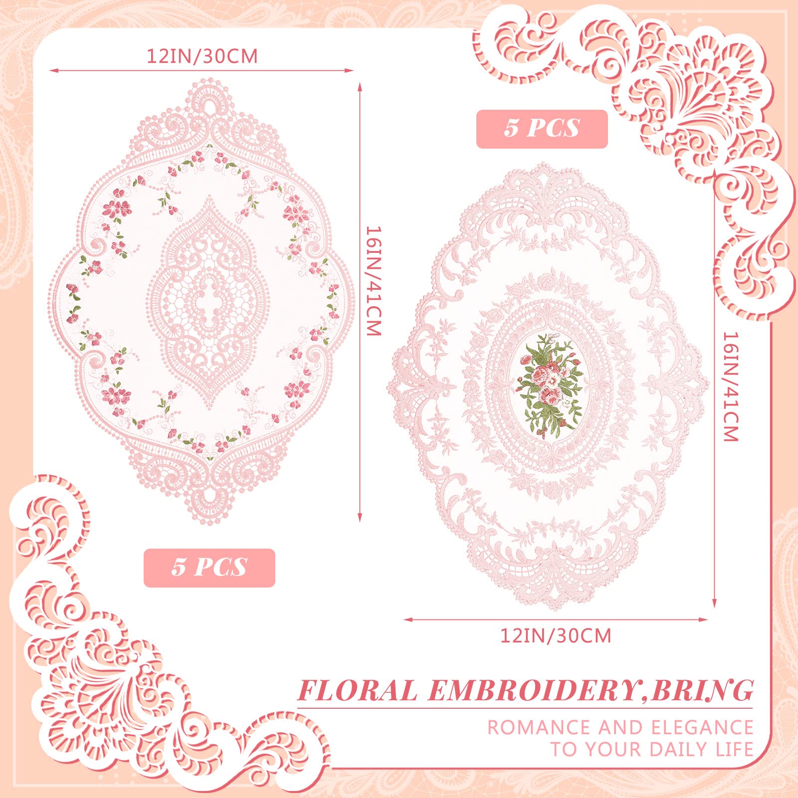 Mixweer 10 Pcs Lace Doilies for Tables Embroidered Lace Placemats ...