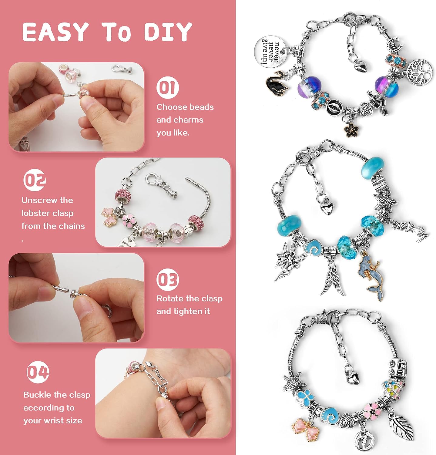 LauCentral 164 Pieces Charm Bracelet Making Kits - Image 5