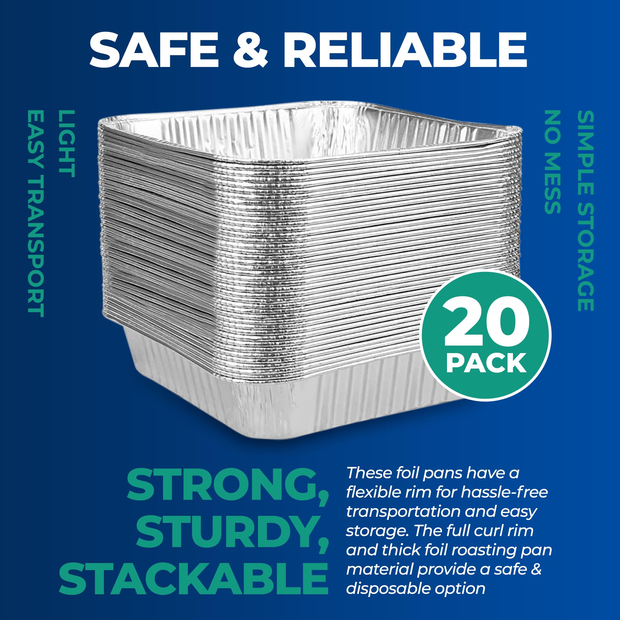 Sartenes de aluminio con tapas de 8 x 8 pulgadas [20 juegos] Bandejas desechables de papel de aluminio – Sartenes cuadradas de aluminio de 8 pulgadas con tapas para hornear, asar, calentar, almacenar,