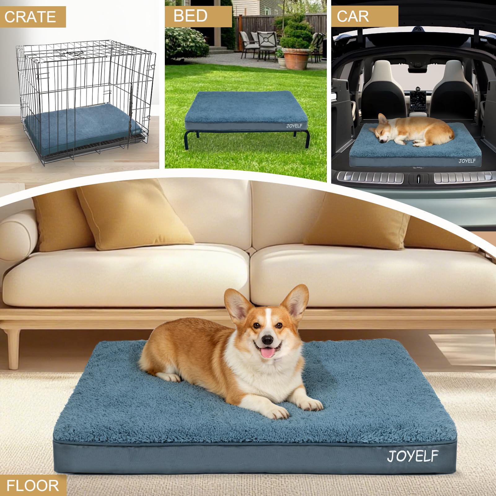 JOYELF XLarge Dog Crate Bed Mats Orthopedic Dog Bed, Egg Crate Foam Dog Mat with Removable Cover, a Squeaker Toy as Gift - image 5