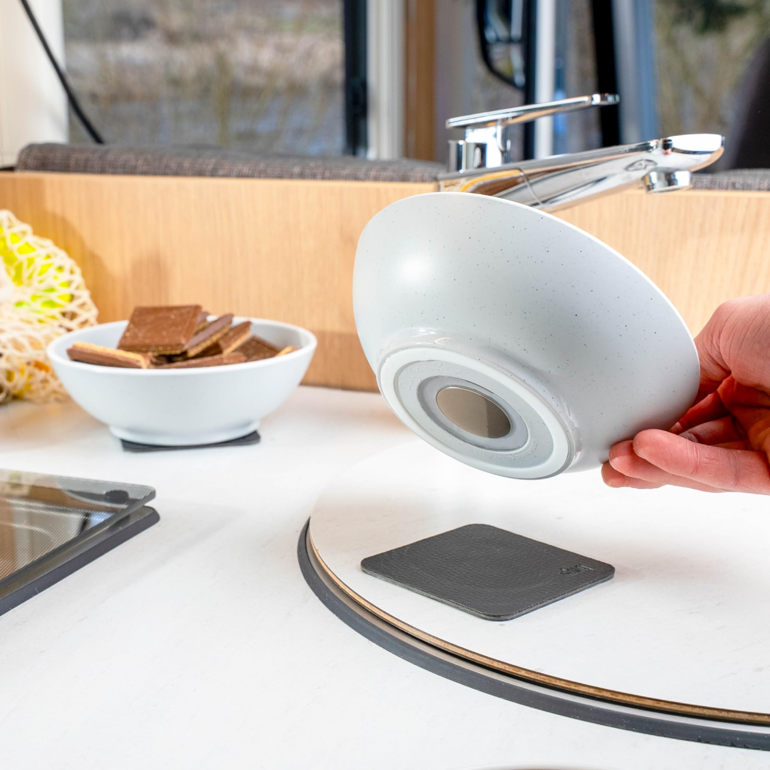 silwy® Magnet-Bowls DOLOMIT – 2er-Set | Ø 16 cm | Magnetische Kunststoff-Schüsseln mit Anti-Slip-Ring | Für Wohnmobil, Camping & Boot | Bruchsicher, leicht & rutschfest | Made in Germany