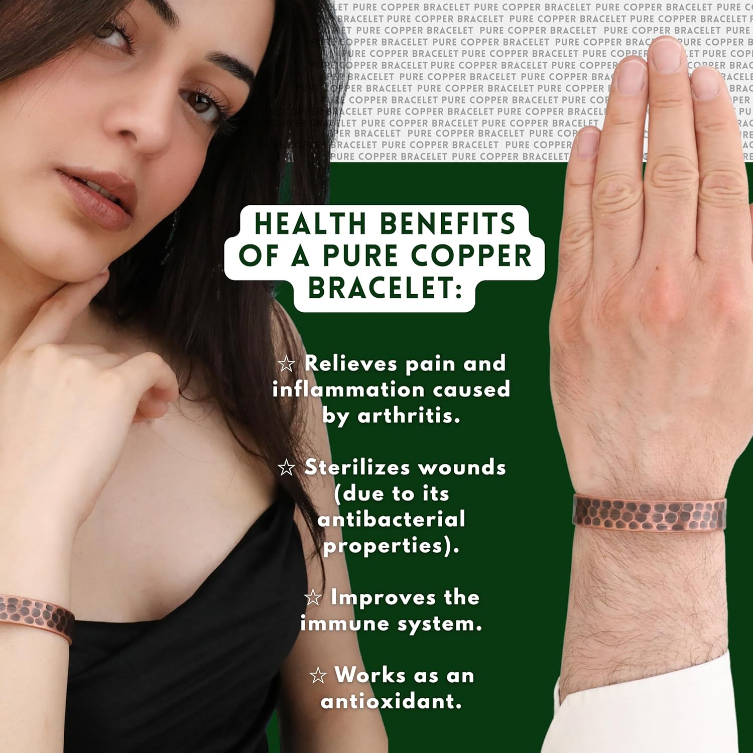 Handmade Pure Copper Bracelet for Women and Men - Thickest Copper Bracelet for Pain Relief and Stress Relief - Adjustable Spotted Copper Bracelets to Fit many Size Wrist -The most ideal thickness, with a thickness of 2 mm, easy to shape. (antique) - Image 5