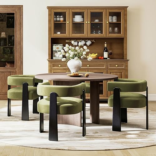 Miniatura 18 de Juego de 4 modernas sillas de comedor blancas Boucle con patas de metal dorado, sillones tapizados de barril de mediados de siglo con respaldo