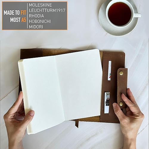 Miniatura 6 de Albero - Diario de cuero genuino – Cuaderno de escritura A5 recargable de alta calidad, cubierta de 5 x 8 pulgadas, 360 páginas (3.53 oz/m²),
