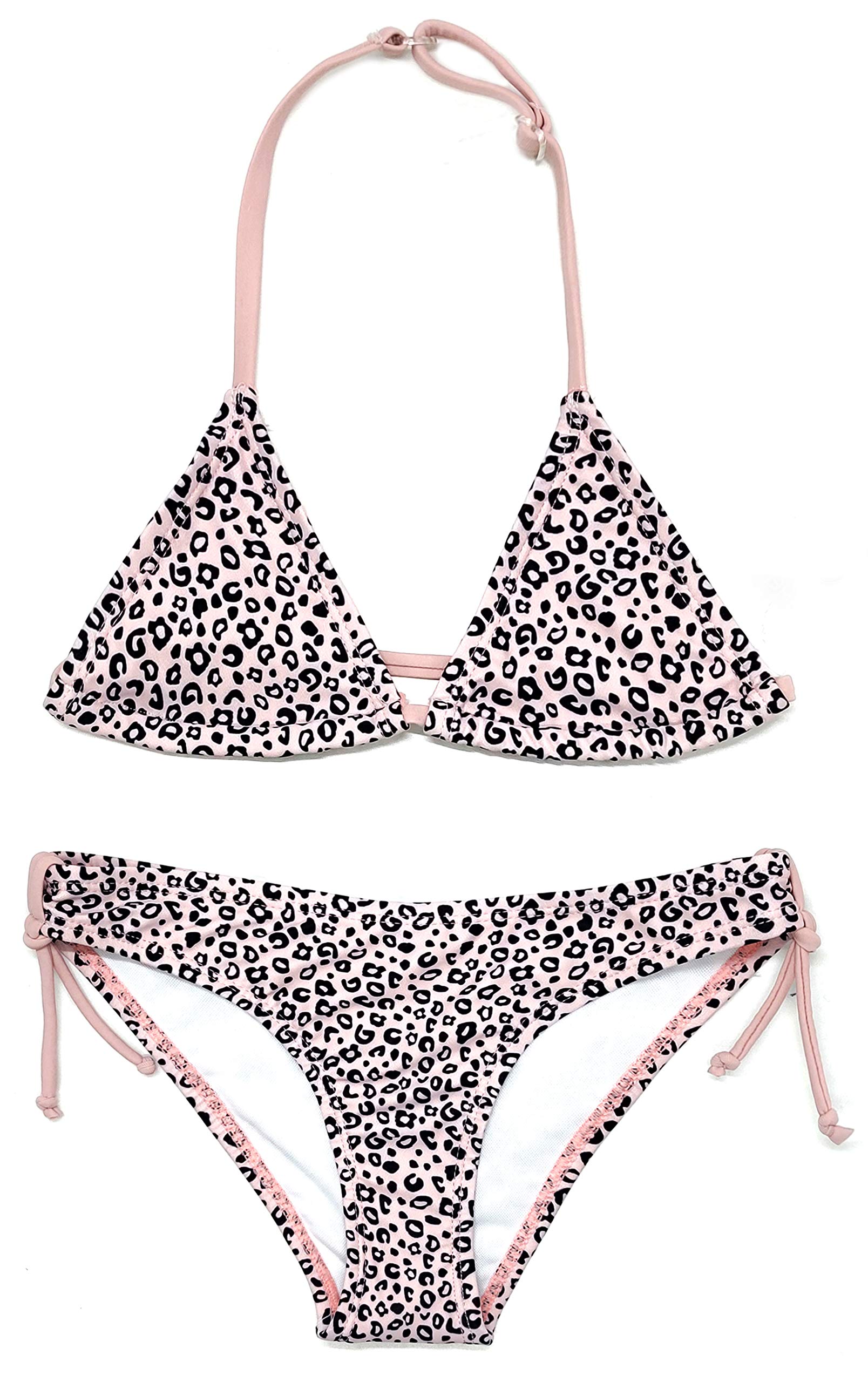 SHEKINI Trajes de baño de Dos Piezas para Niñas Halter Ajustable Triángulo Bikinitop Juguetón Impresa Bikini Playa Adecuado por Niña de 6 a 14 años