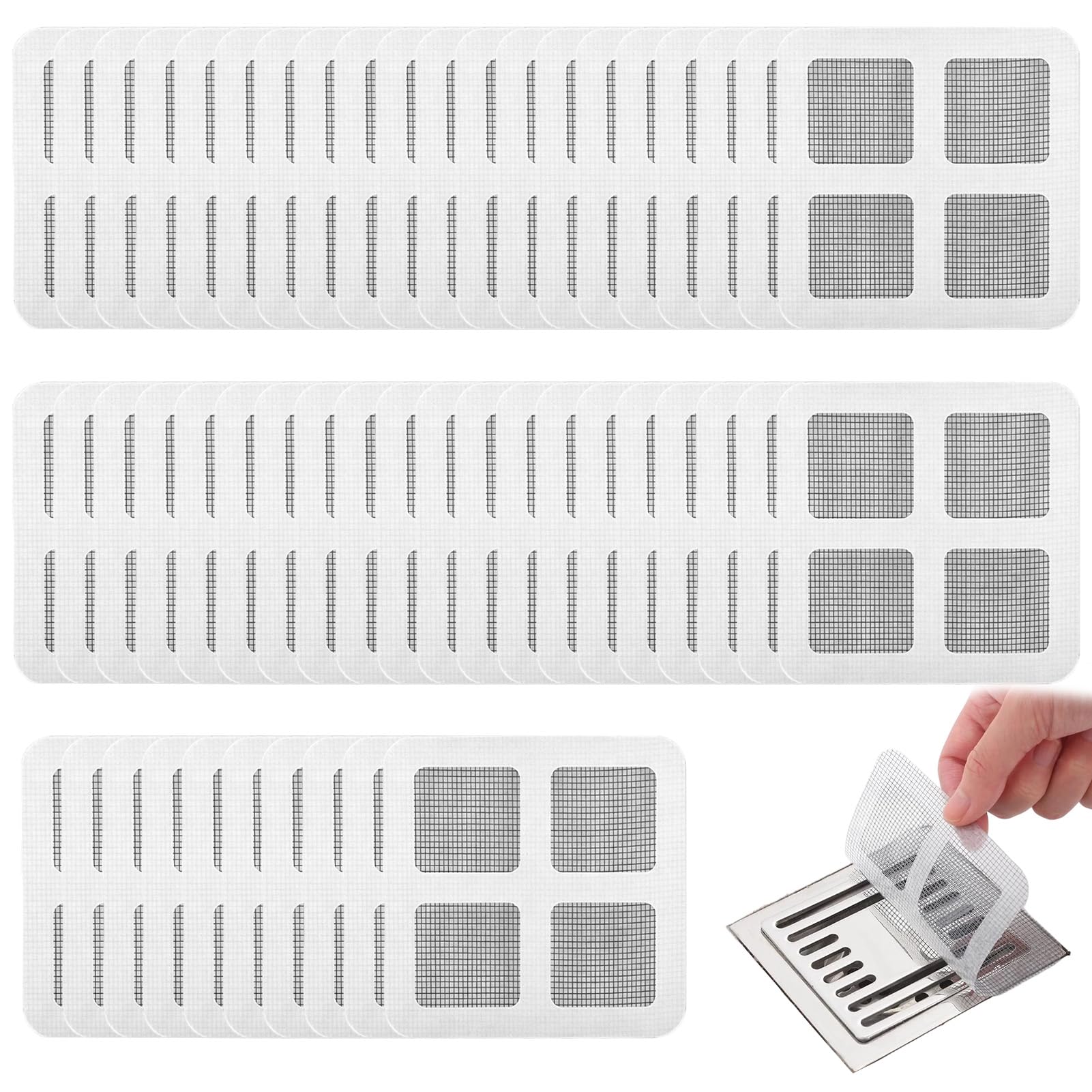 50 Pack Drain Cover Hair Catcher for Shower Drain, Shower Drain Hair Catcher Stickers, Waterproof Shower Drain Cover Mesh, Drain Hair Catcher for Bathroom Kitchen Sink Disposable