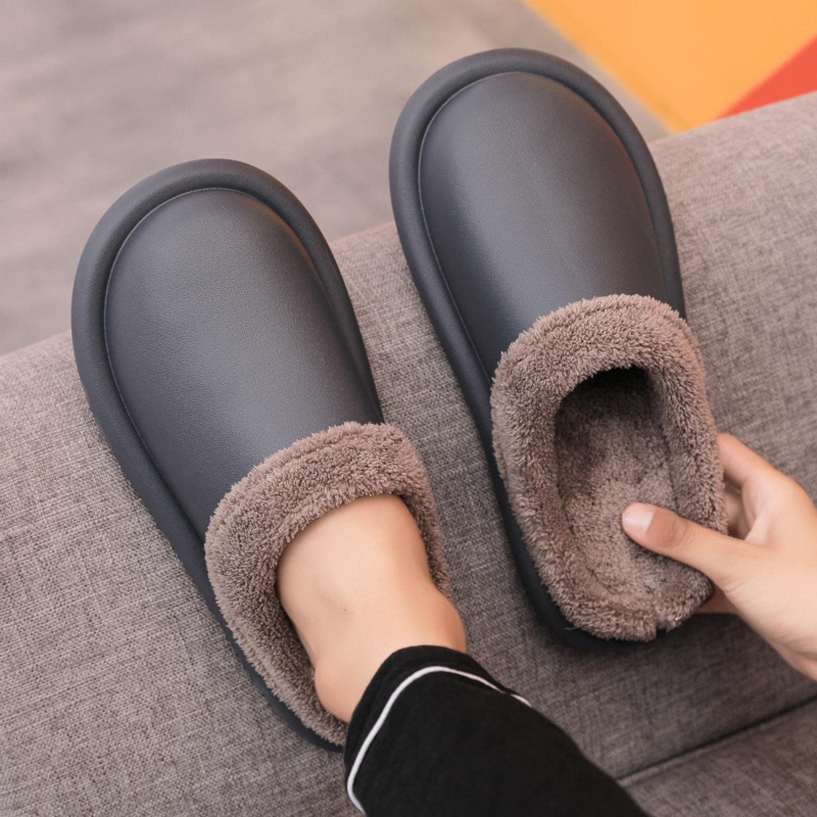 Un'Elegante Pantofole in Cotone Pantofole Calde Pantofole in Cotone Pantofole da Uomo Comode in Peluche Eva Autunno E Inverno Moda