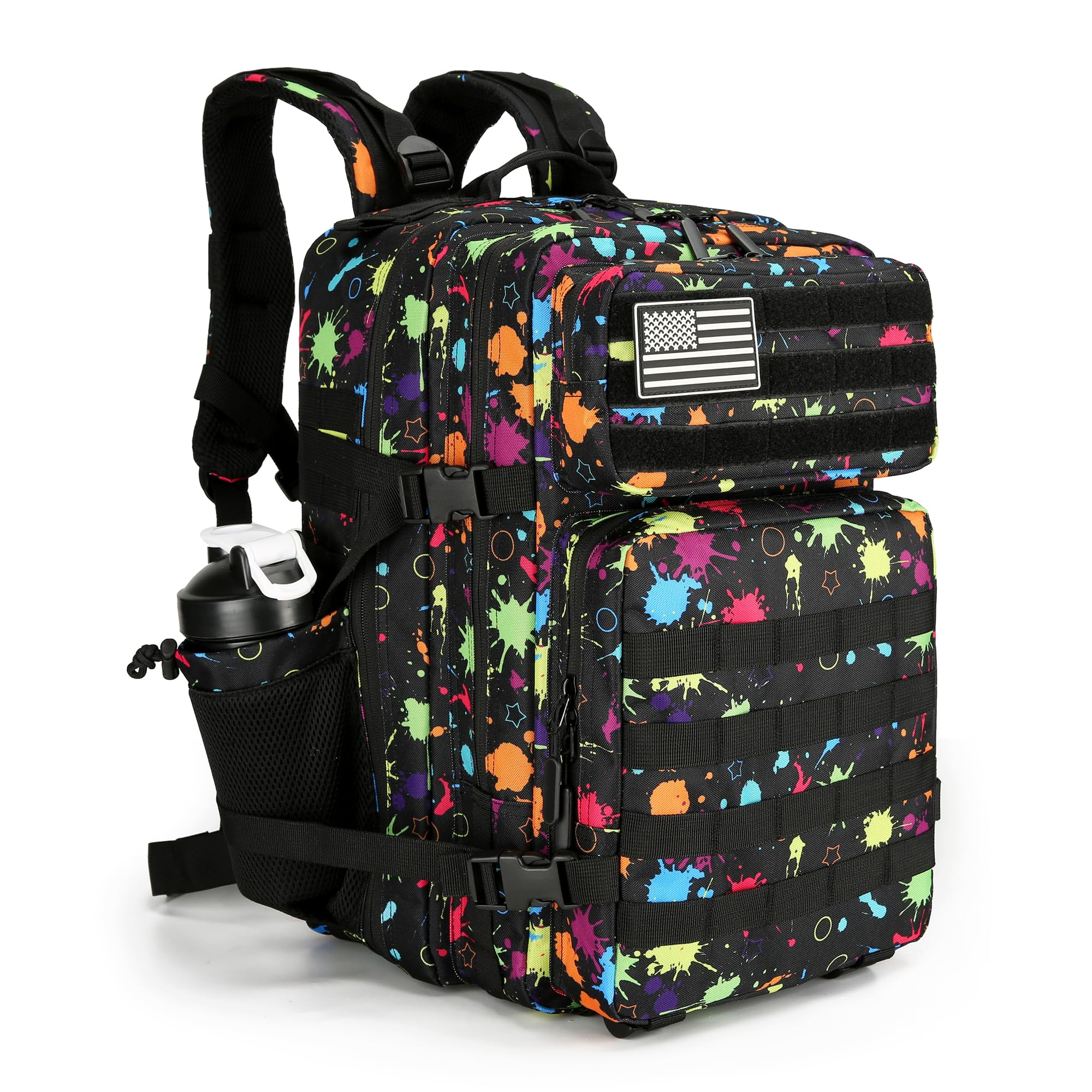 Lovelinks21 45L Tactical Assault Backpack 3 day assault pack with Molle Waterproof backpack Rucksack for Tactical Backpacks, Fluorescent Tie Dye, L, Backpack โ image 1