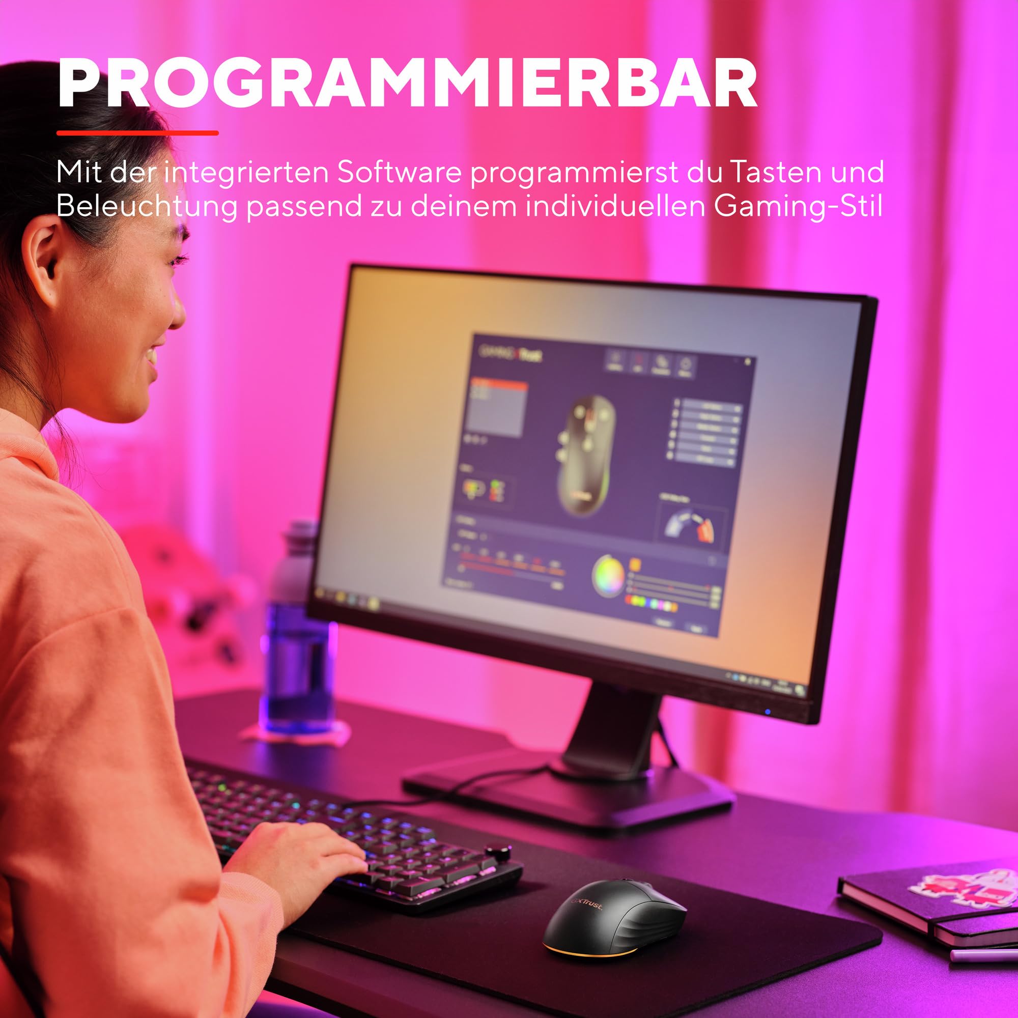 GXTrust Redex+ Gaming Maus Kabellos 25K DPI 2.4GHz Kailh-Schalter, Schwarz | 94 Stunden Akkulaufzeit, 6 Programmierbare Tasten, RGB Wiederaufladbar, Laptop Computer