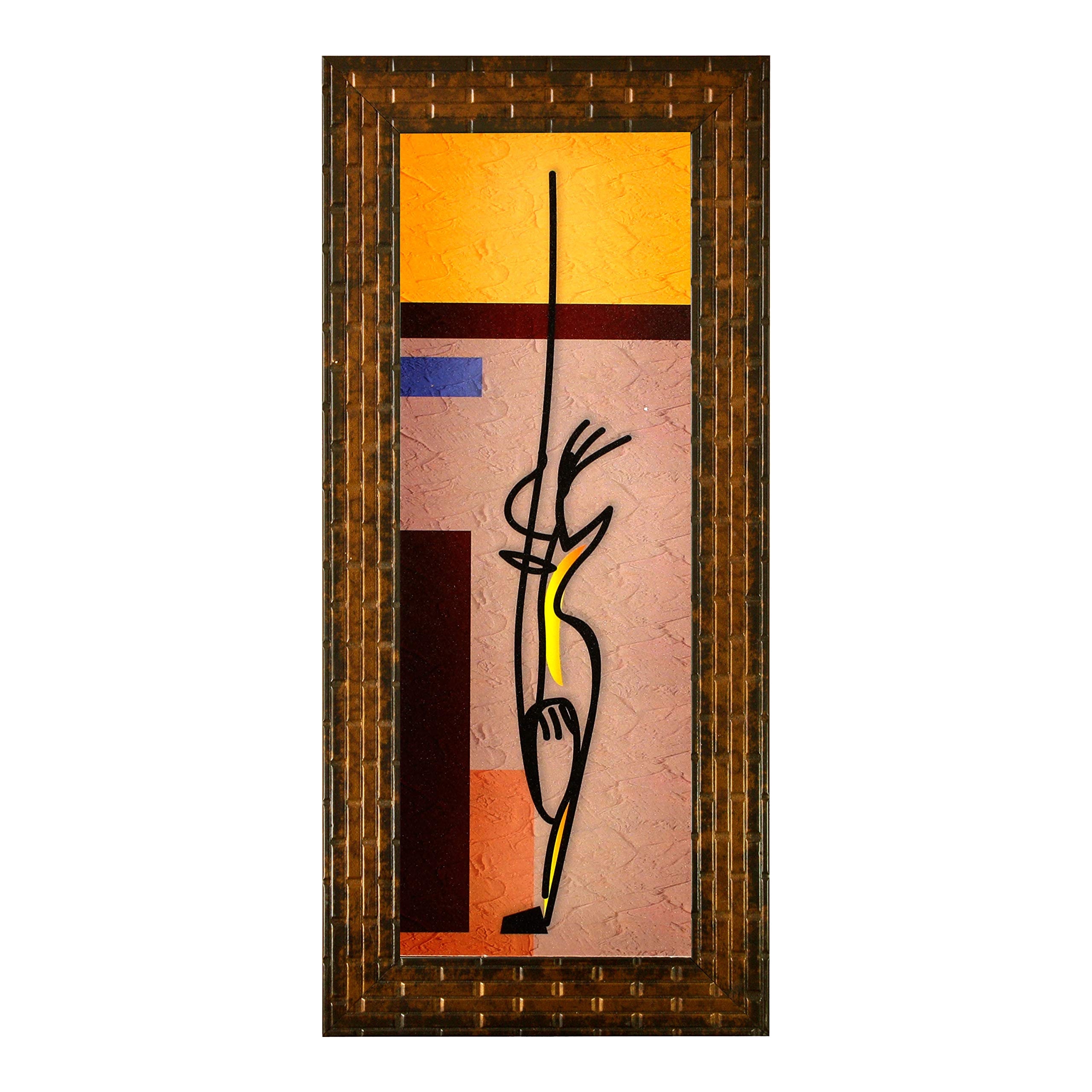 Indianara Set of 3 Abstract Paintings (2464) Without Glass 6 X 13, 10.2 X 13, 6 X 13 INCH 3