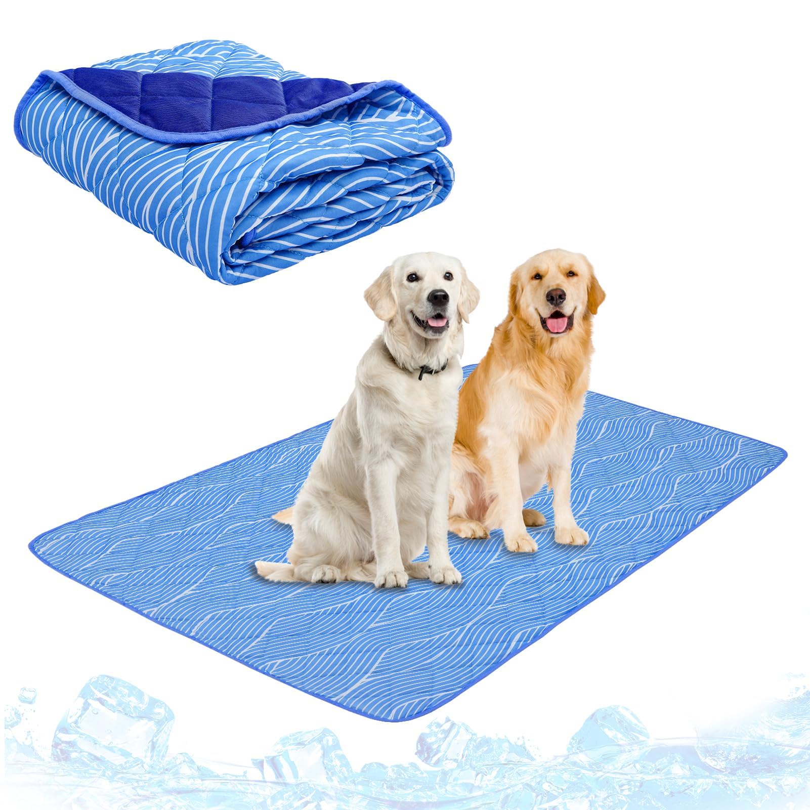 PUPTECK Dog Cooling Mat Pad for Medium Large Dogs, Cooling Blanket for Kennels Crate Floor, Dog Cat Summer Sleeping Bed Outside, Washable & Portable,