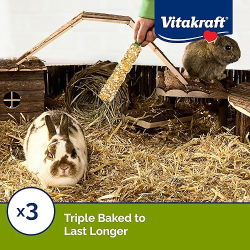 Miniatura 4 de Vitakraft Granos reventados de conejo y palitos de miel, paquete de 2, 3.0 onzas