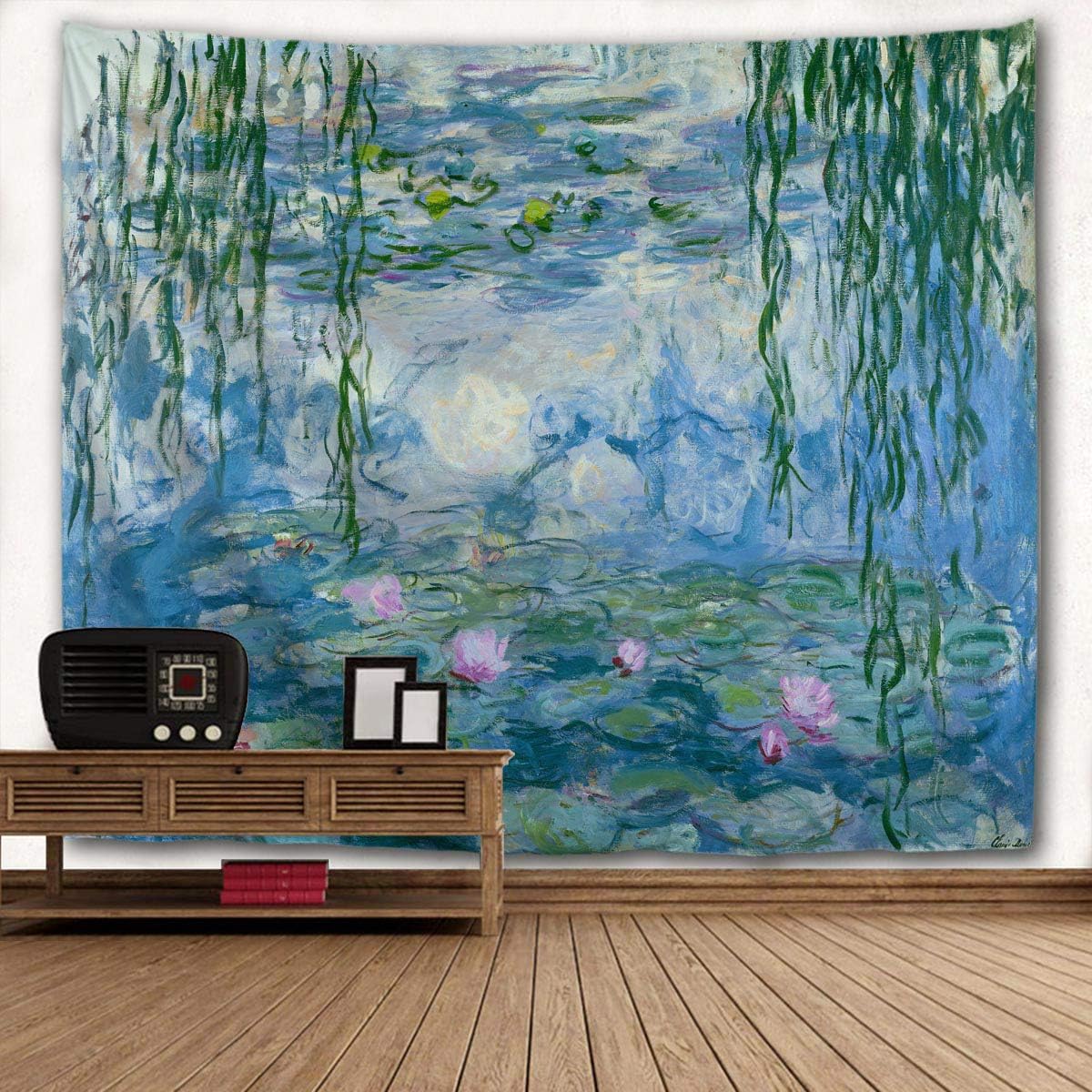 WIHVE Monet Tapestry Water Lilies Flowers Tapestry Wall Hanging Art Home Decor for Living Room Bedroom Dorm 90 x 60 Inches