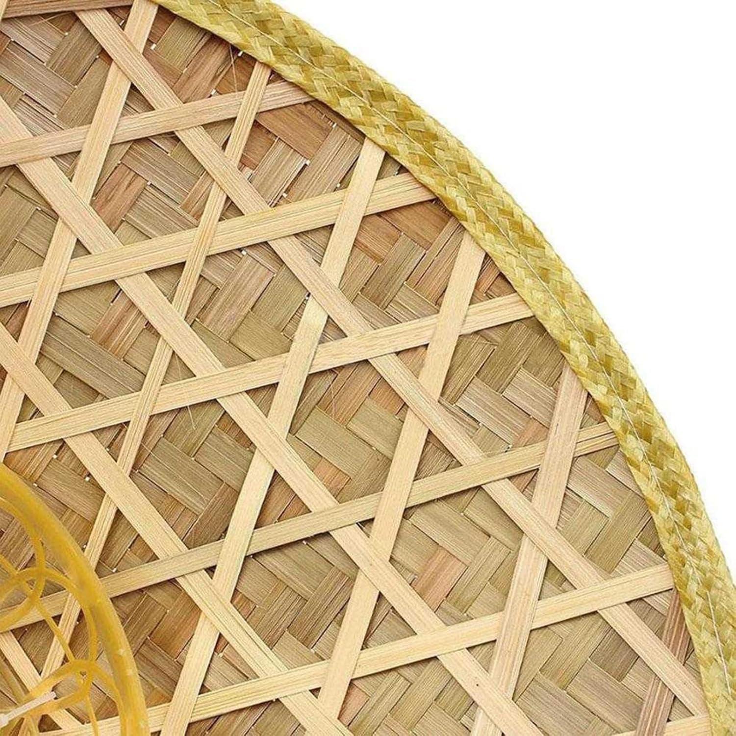 Sombrero Cónico Paja Unisex Adulto Tradicional Chino Oriental para Hombre Mujer Gorra Campesina Sol Protección UV, Diámetro 46cm