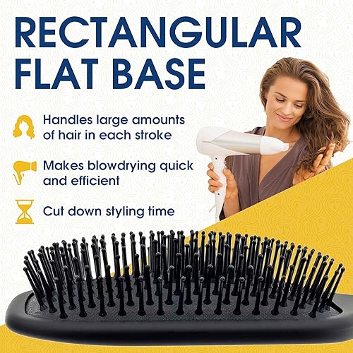 Miniatura 7 de Giorgio Cepillo de paleta desenredante  Cepillo de paleta grande con punta de bola de turmalina, cepillo de paleta antiestático para hombres y