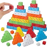 Vista 1 de Jenaai 100 dados de espuma para el aula, pequeños cubos de dados coloridos con puntos numéricos para enseñanza de matemáticas, regalos de fiesta