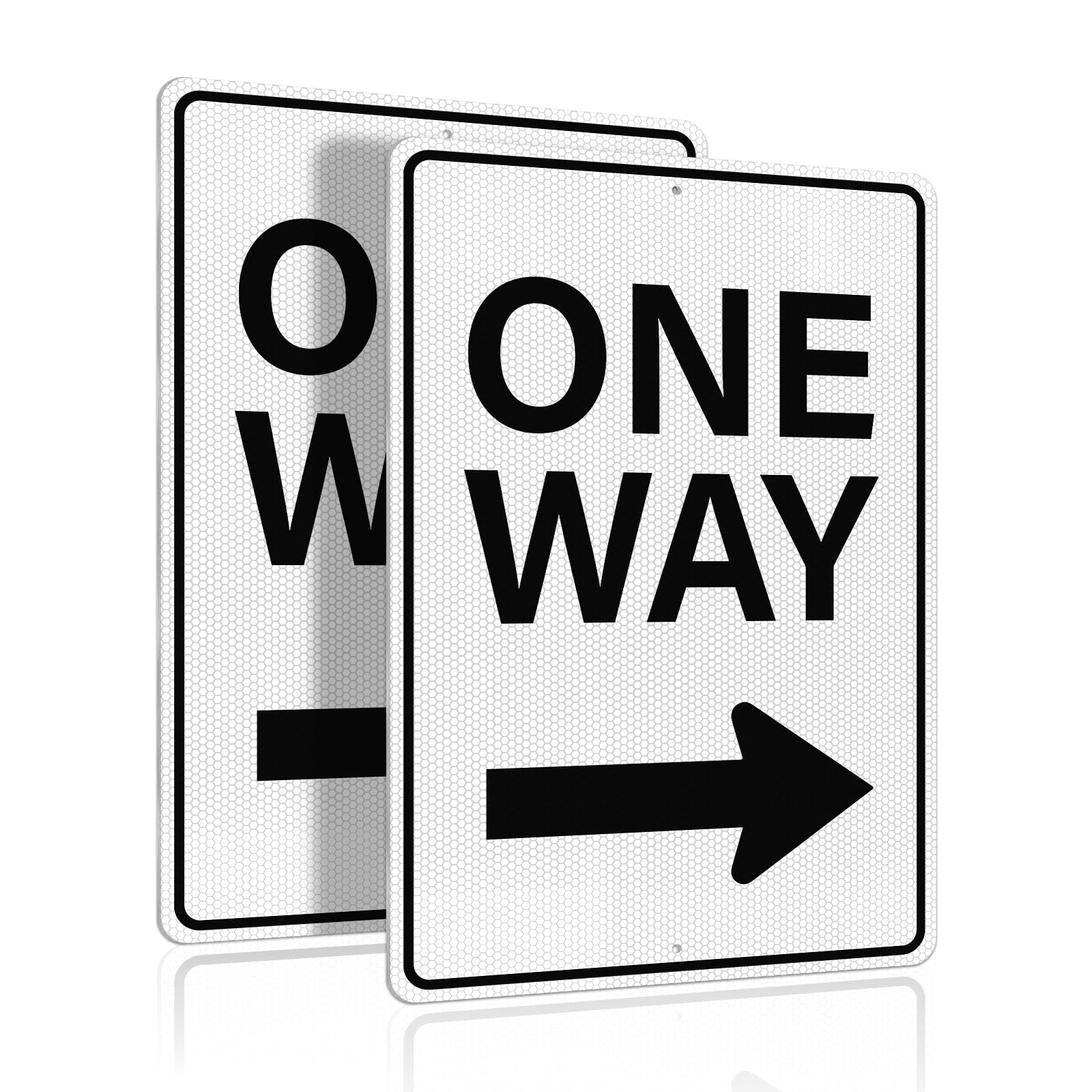 YIKIADA 2 Pack One Way Sign with Right Arrow 18 × 12 Inches Reflective Waterproof Fade Resistant Rust Free Aluminum Metal Warning Signage with