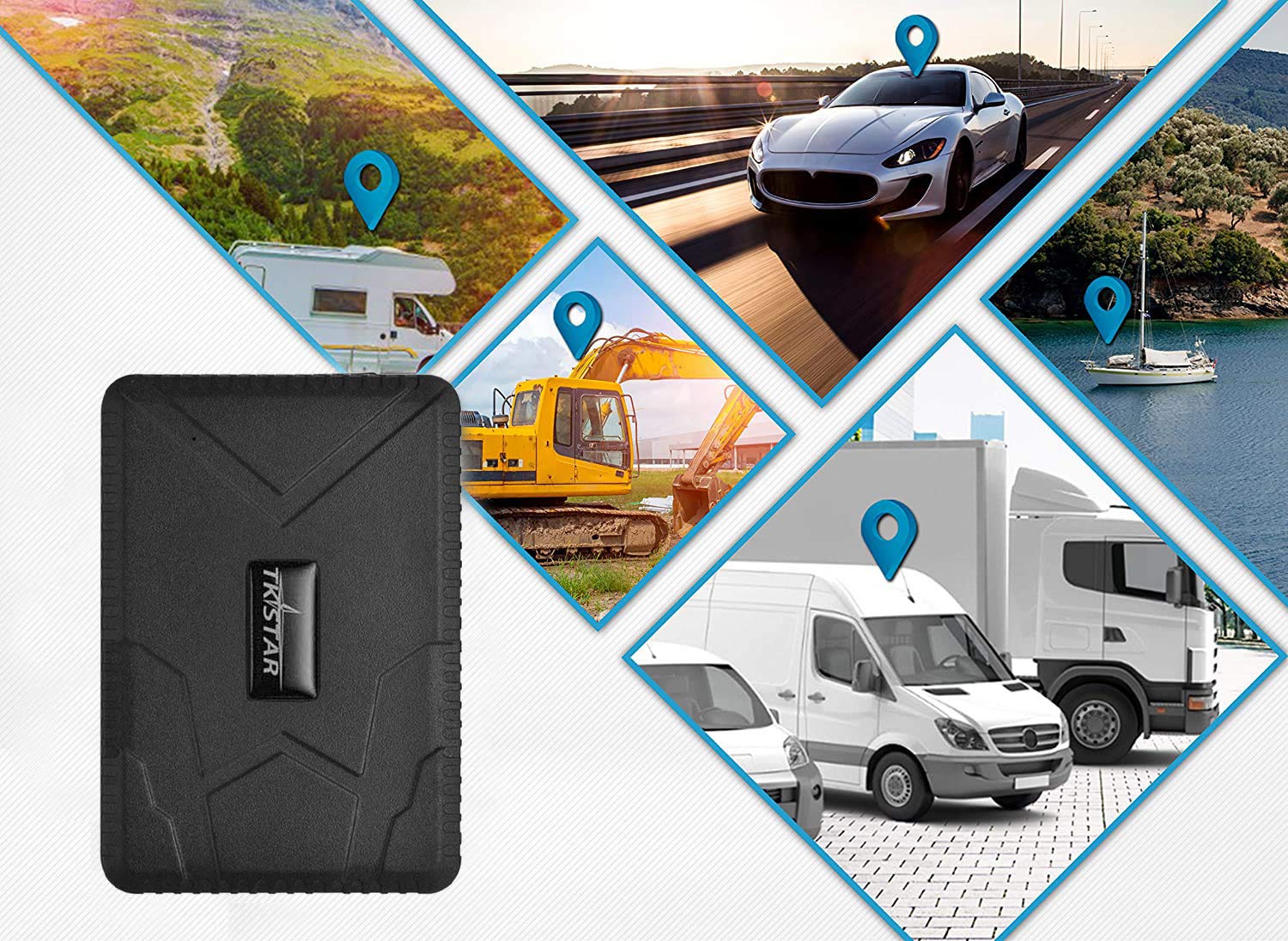 TKSTAR TK915 GPS tracker samochodowy czas włączenia 120 dni lokalizator pojazdu w czasie rzeczywistym - lokalizator GPS/A-GPS/LBS lokalizator antykradzieżowy do samochodu, motocykla, roweru (czarny)