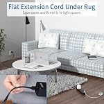 Cord d'extension 10 C'est parti. NTONPOWER Cord d'extension plat mince sous le rug, tapis, bande de barre d'alimentation à prise plate avec 2 USB 4 Les sorties (1 Widely Outlet), Station de recharge du mur pour le bureau intérieur, Noir