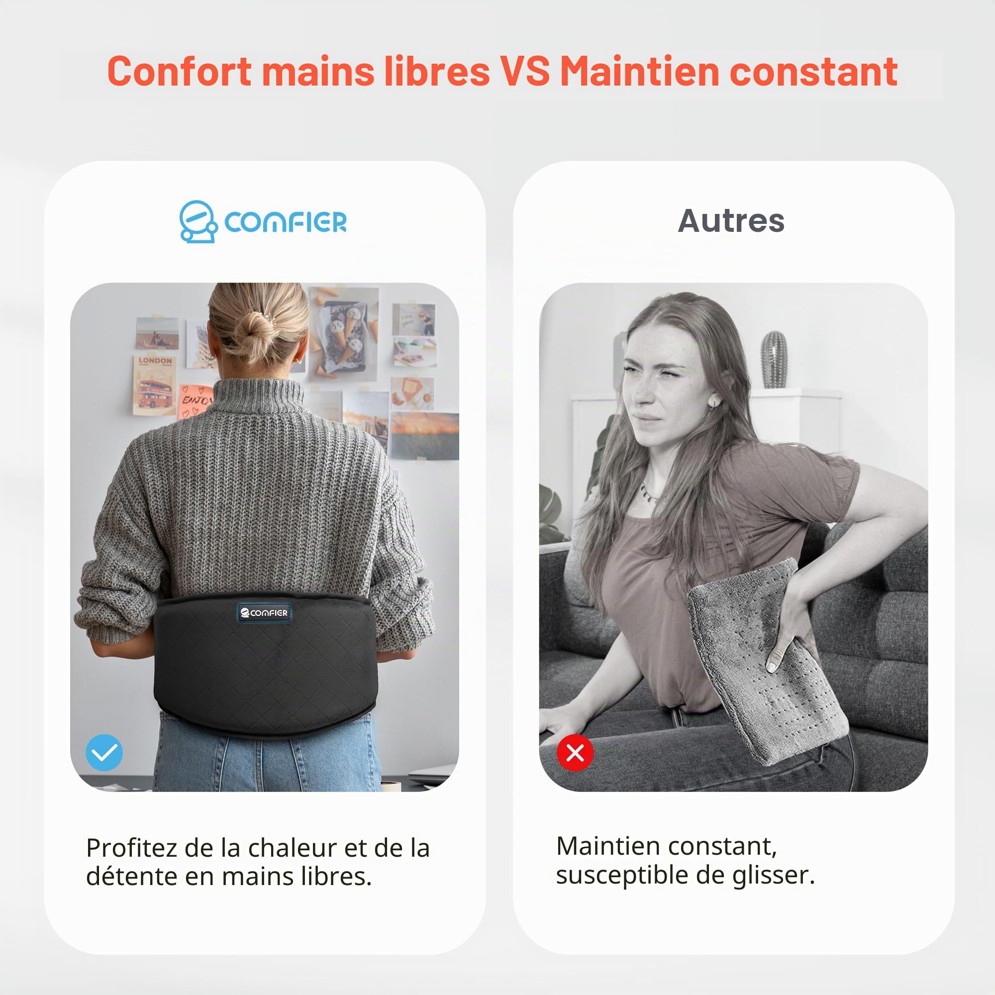 Comfier Ceinture Lombaire Chauffante avec Massage - Coussin Chauffant pour les maux de Dos, Ceinture Massante Chauffante par vibration avec arrêt automatique, Cadeau Homme/Femme/Parents…
