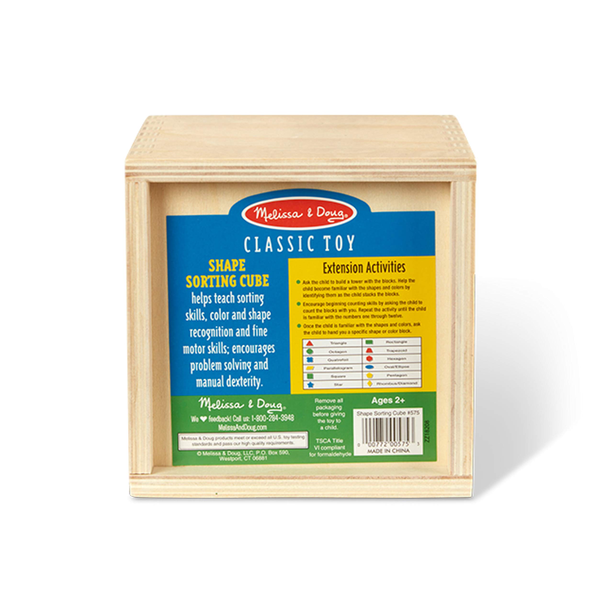 Melissa & Doug Shape Sorting Cube Classic Wooden Toy With 12 Shapes Playskool Form Fitter