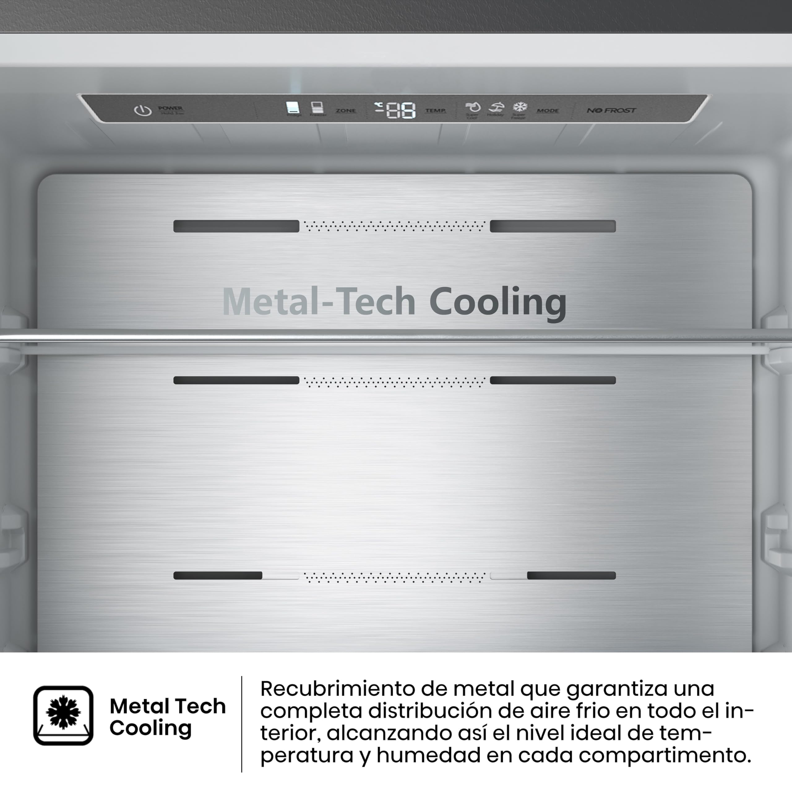 Hisense RT641N4AIE - Frigorífico Combi No Frost Inox Puerta Francesa, Eficiente Clase E, Capacidad 493 L con 200 cm Alto, Super Freeze, Total No Frost, Puerta Reversible, Silencioso 38dB, Color Inox