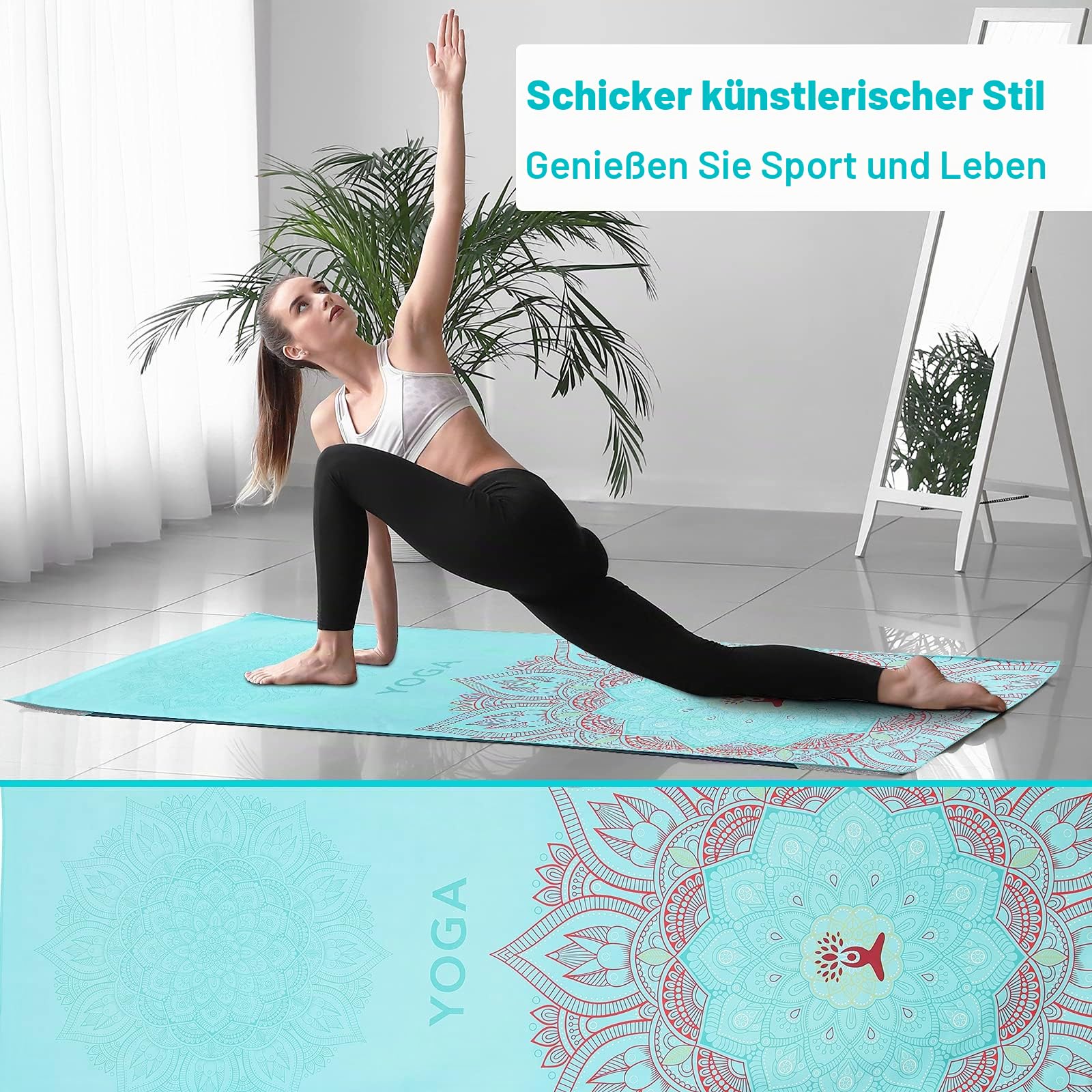 MoKo Yogamatten Handtuch, rutschfest Yoga Handtuch Auflage für Yogamatte Schweißabsorbierend Saugfähig Schnelltrocknend Yogatuch für Pilates Hot Yoga Picknick im Freien