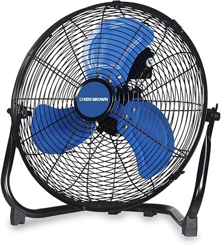 KEN BROWN Ventilador de piso de alta velocidad de 14 pulgadas con cable de alimentación de 5.4 ft, 3 velocidades ajustable de 360 inclinable potente