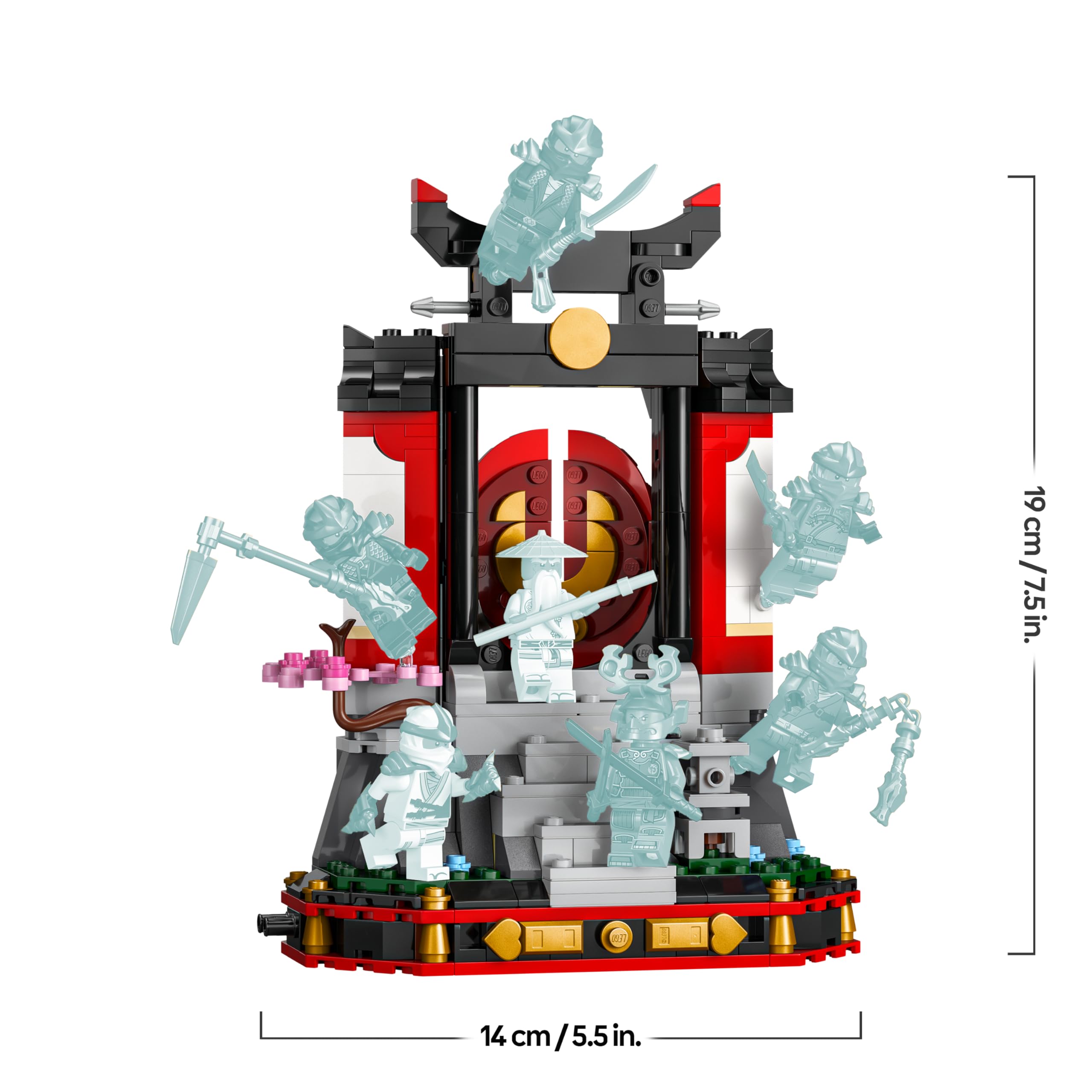 LEGO Ninjago Exposición de Personajes Ninja: 15 Aniversario - Puerta de Monasterio con 8 Minifiguras Coleccionables y Espadas - Regalo Nostálgico para Niños de 14+ Años y Fans Adultos - 71866