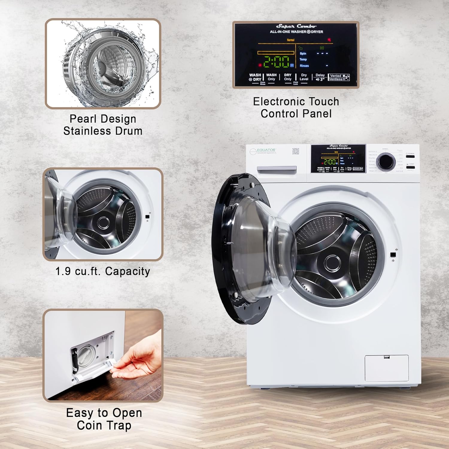White 36" Electric Smart Combo Washer Dryer