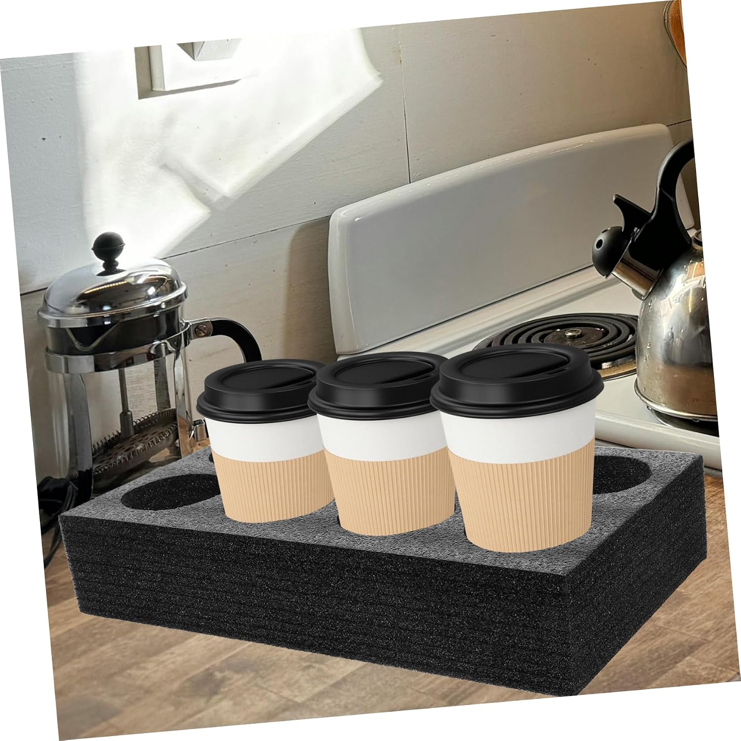 3pcs 8-Hole Cup Carrier Tray Cardboard Drink Holders for Takeout Cup Holder for Cold Hot Drinks