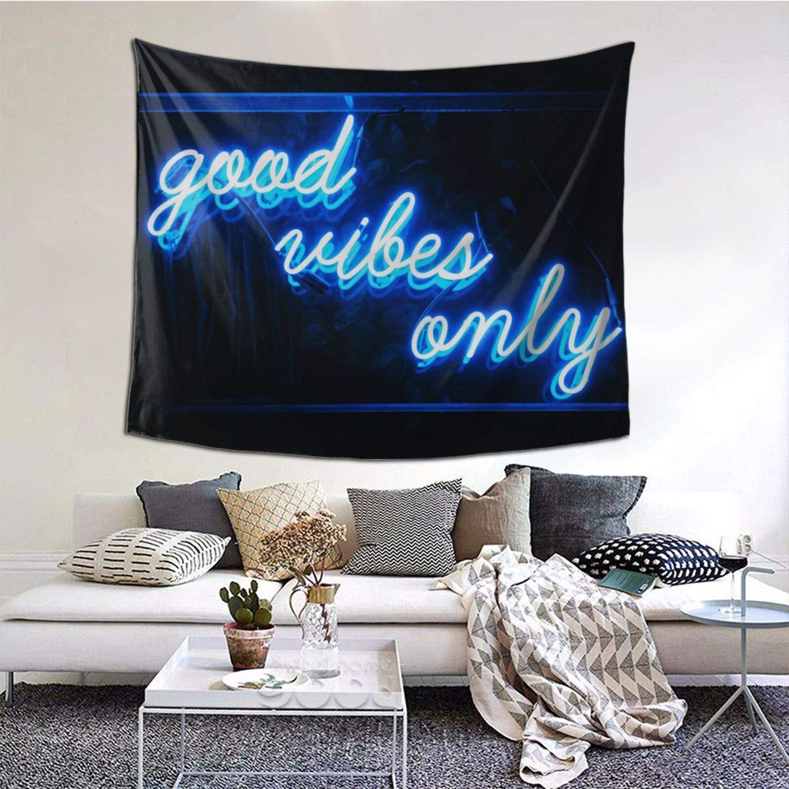 Black Blue Neon Tapestry Wall Hanging Gaming Decorative Wall
