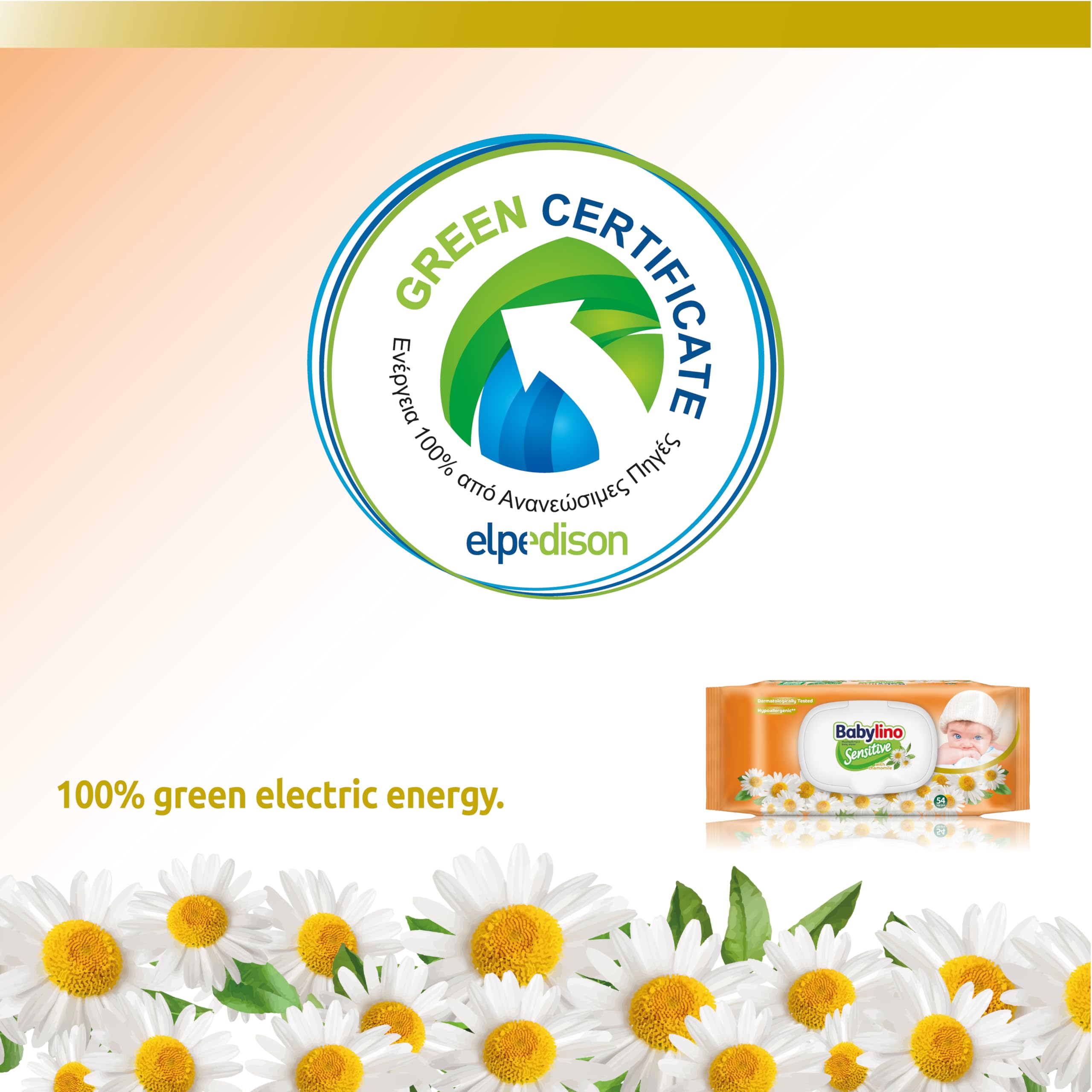 Chusteczki dla niemowląt Babylin Sensitive o delikatnym zapachu rumianku, 98% Naturalna formuła przywracająca PH skóry, 3 opakowania z zamknięciem oszczędzającym świeżość, 162 Chusteczki