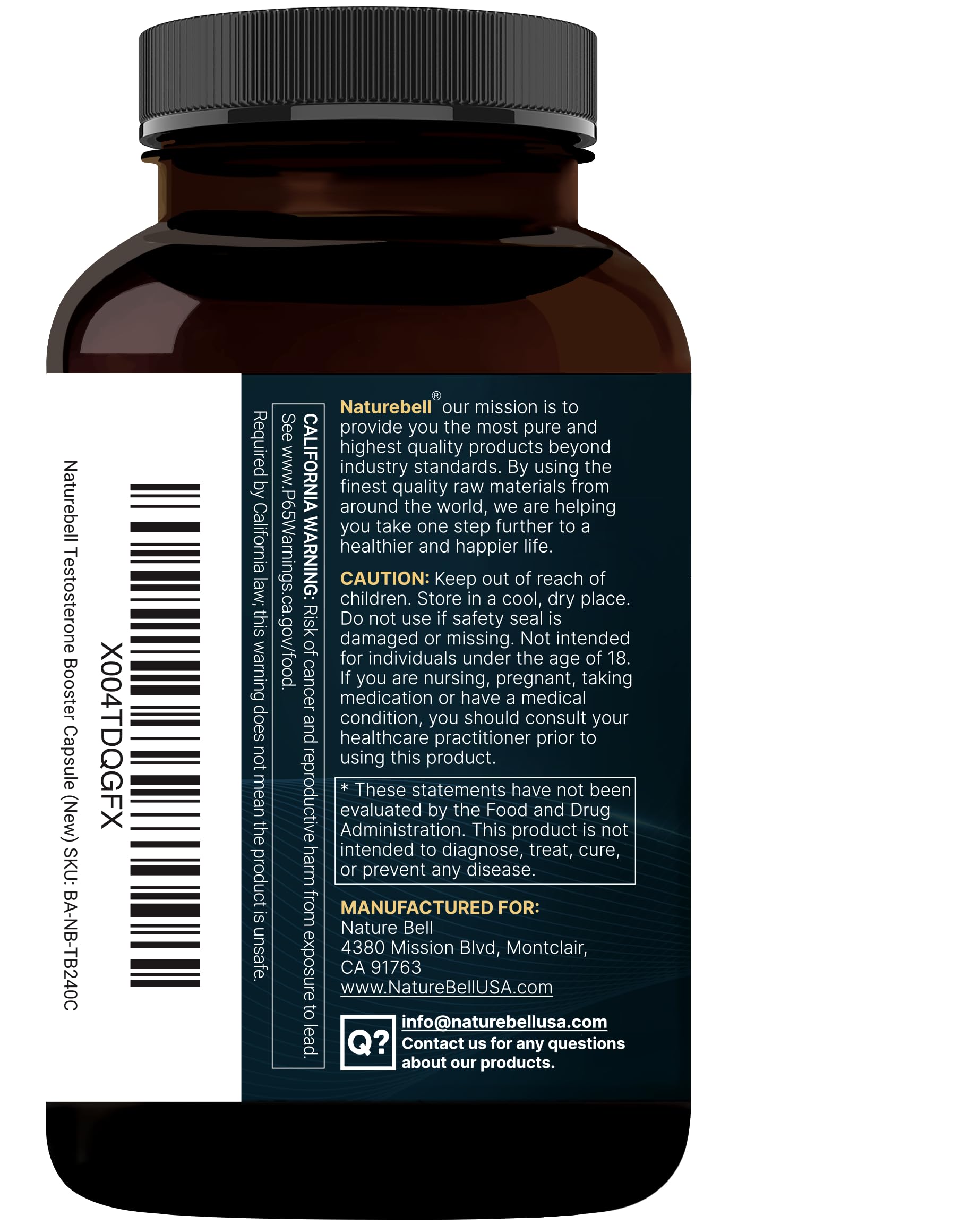 NatureBell Testosterone for Men, 240 Capsules | 20-in-1 Mens Health Complex with D-Aspartic Acid, Horny Goat Weed, Tribulus, Tongkat Ali, Saw Palmetto, Ashwagandha, L-Citrulline, & Creatine* — Amazon image 7