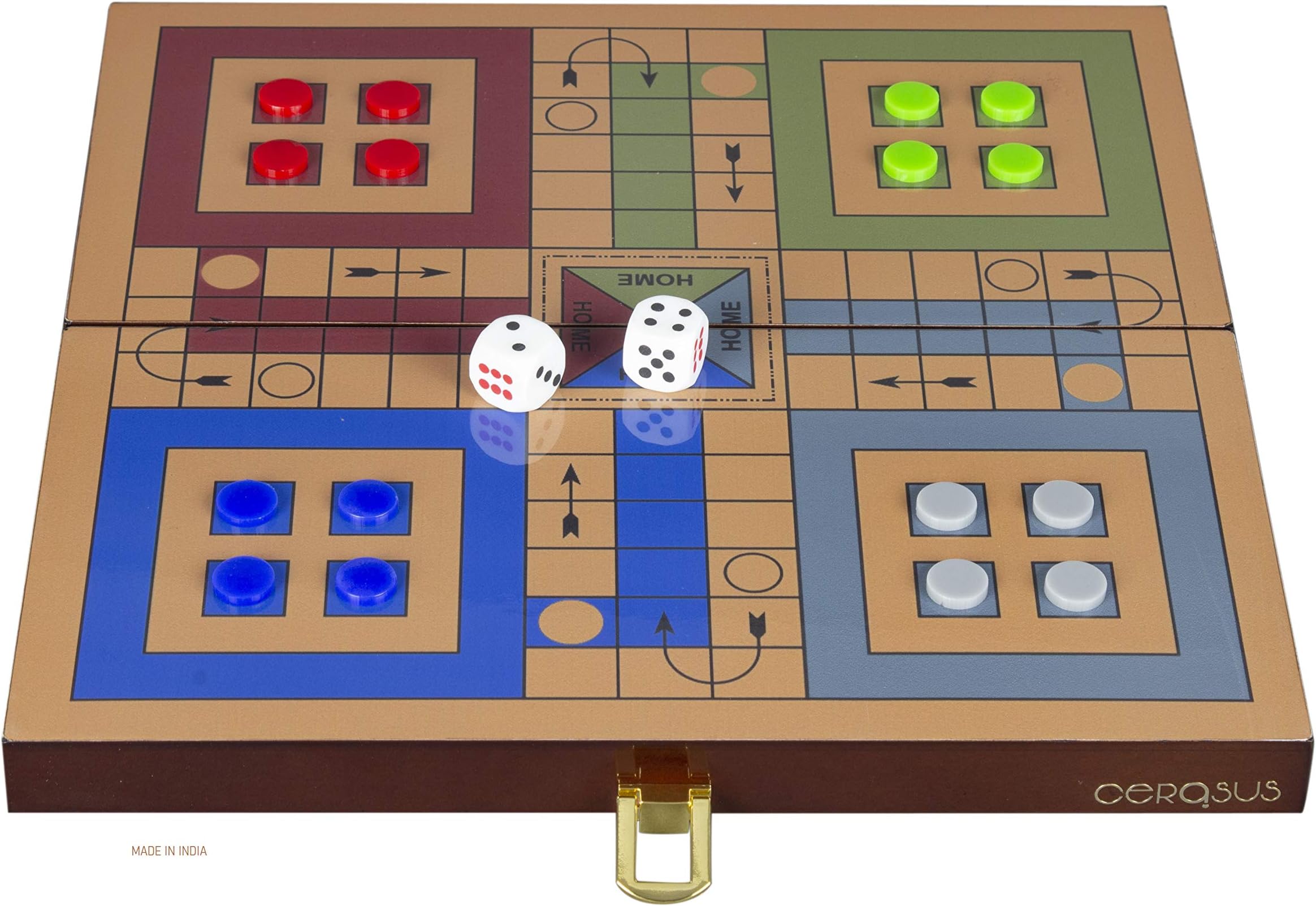 Cerasus Wooden Ludo Board Game with High Gloss Finish for kids(BOG 238),Multicolor
