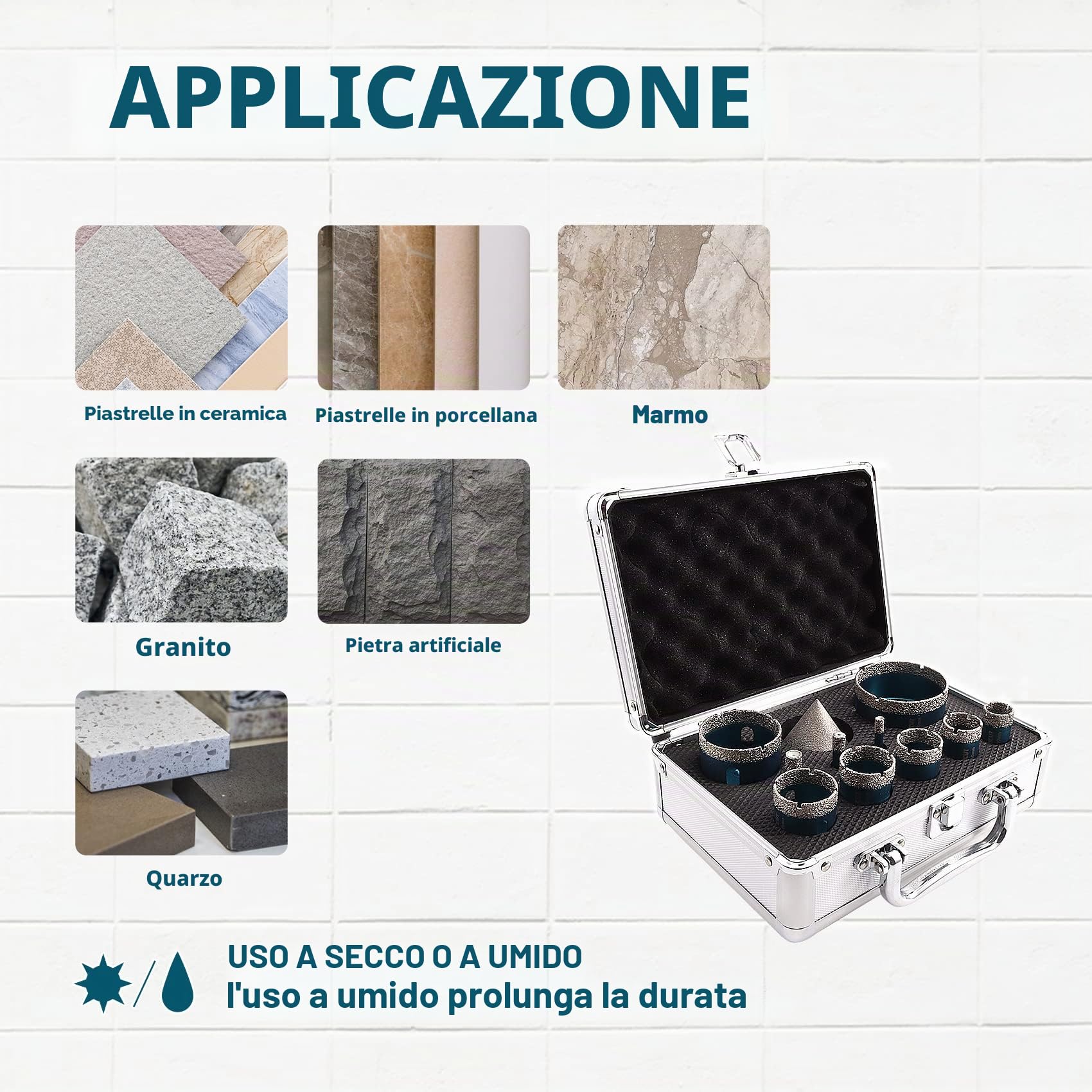 Punte diamantate per piastrelle - 6/8/10/20/25/28/32/35/50/65mm+50mm Piastrella smussatura Bit per piastrelle in gres porcellanato Marmo ceramico