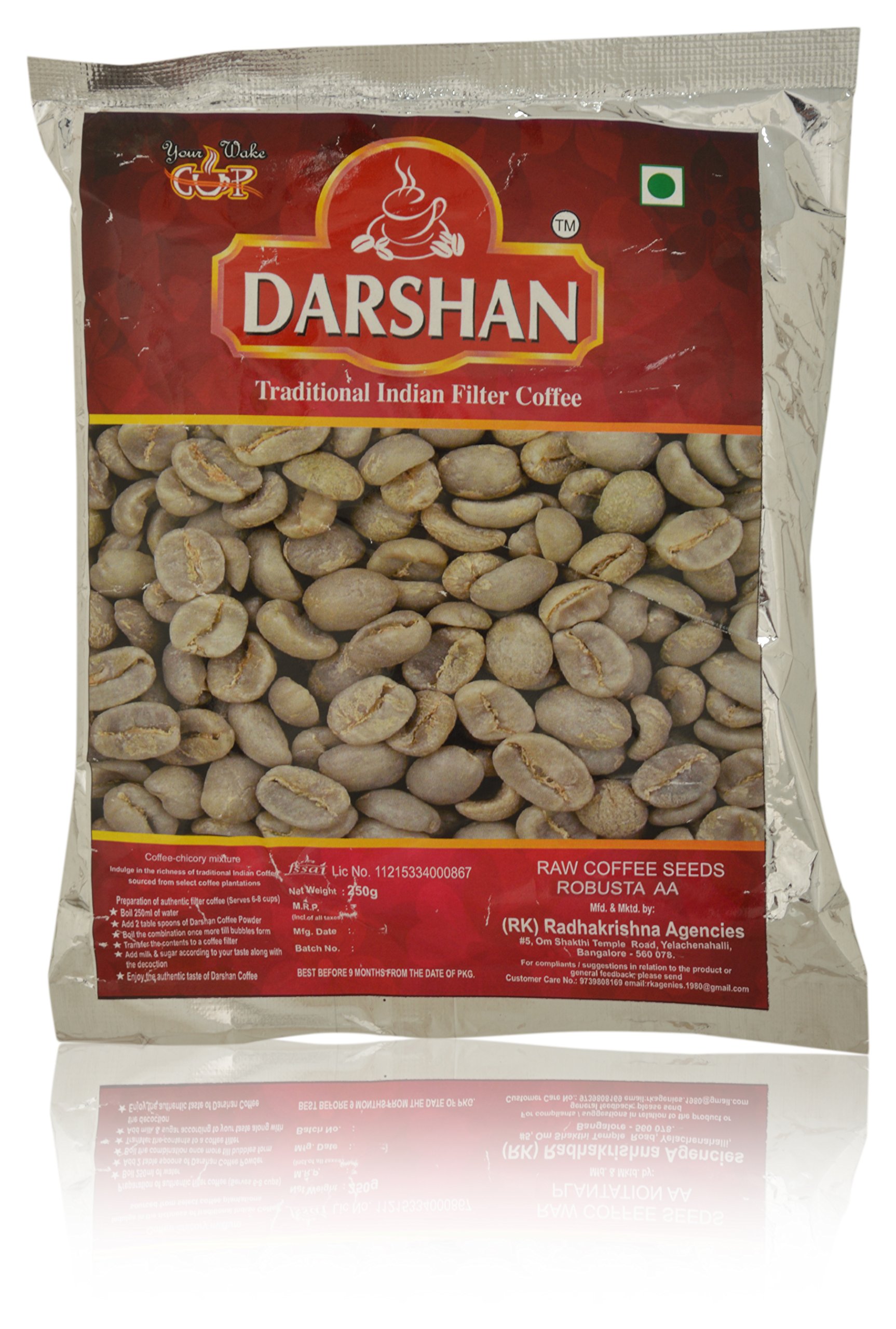 DARSHAN COFFEE Raw Coffee Beans (Robusta Aa) - 250 Grams (B076GZGCWQ) Amazon Price History, Amazon Price Tracker