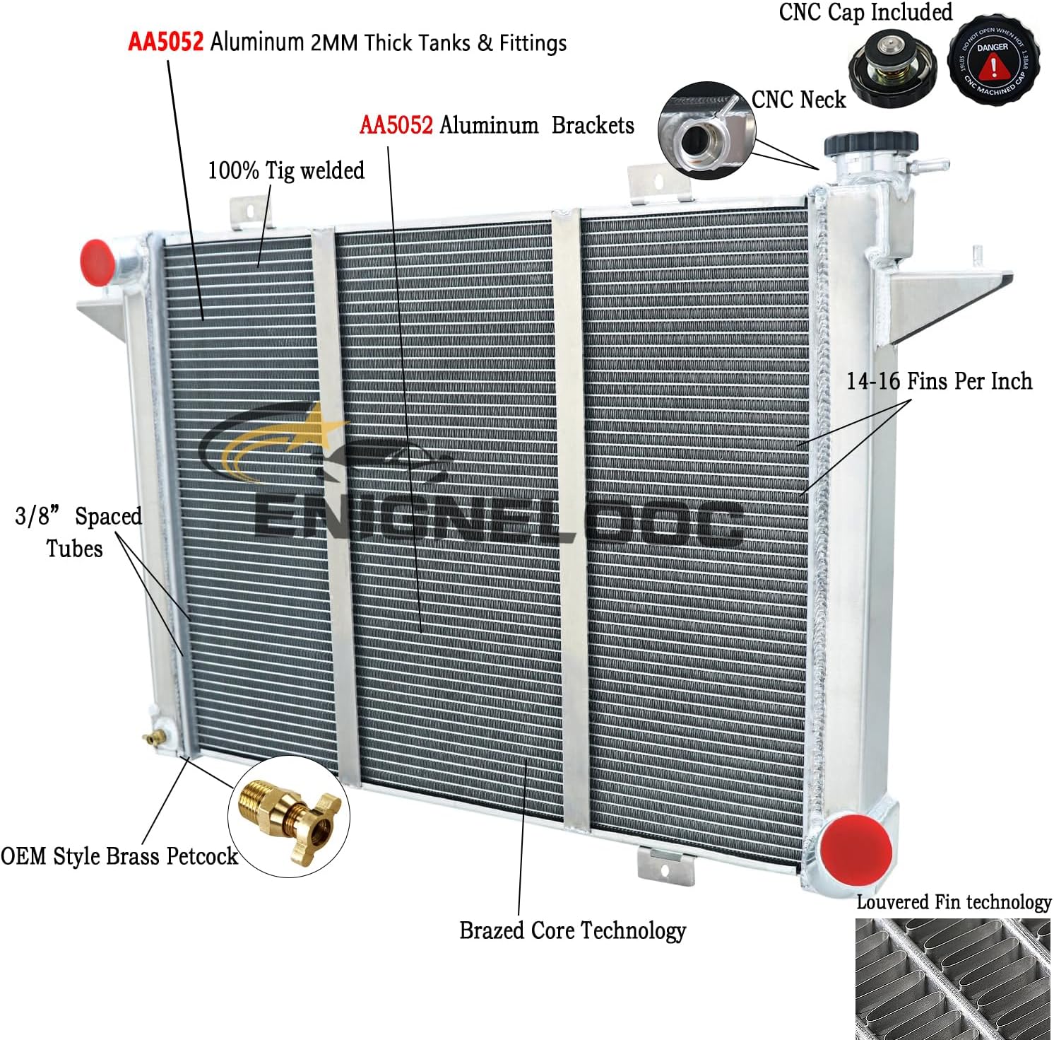 4 Row Core Aluminum Radiator for 1989-1993 Dodge Ramcharger D250 D350 W250 W350 5.2L 5.9L Cummins Gas Engine Radiador Automotive Replacement Radiators 1990 1991 1992 89 90 91 92 93