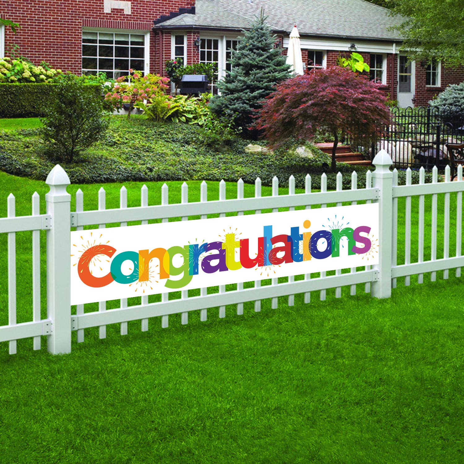 ANATANOWOR Congratulations Banner 3 X 0,5 M – Schwarzes Deko-Banner Für Abschluss, Hochzeit, Ruhestand