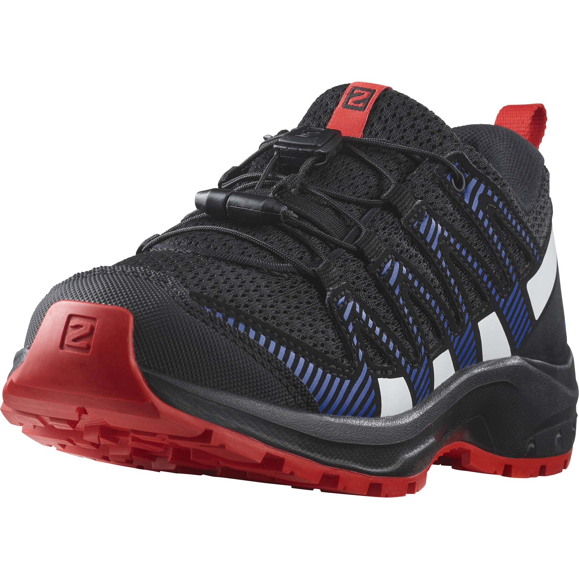 Salomon Junior XA PRO V8 Outdoor Shoes for Kids, Black / Lapis Blue / Fiery Red, 4