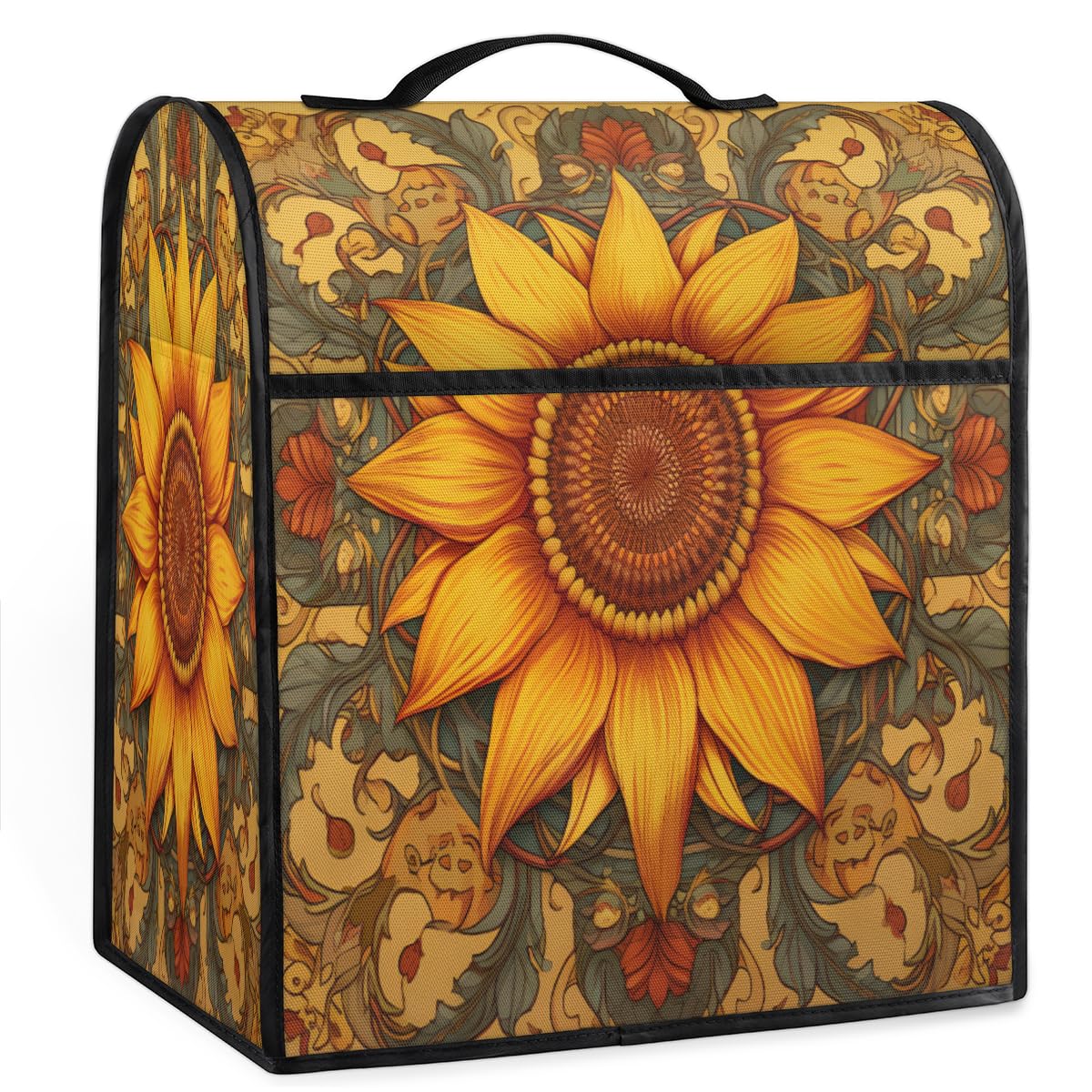 Coffee Maker Cover Flower Vintage Sunflower Kitchen Appliance Covers Small Appliance Covers Blender Cover Juicer Cover Dust Covers for Kitchen Appliances with Top Handle and Pockets,Washable,C409