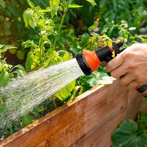 Miniatura 7 de NEXCOVER Boquilla para manguera de jardín, 7 patrones de riego ajustables para manguera de agua, boquilla de rociado de jardín antideslizante para