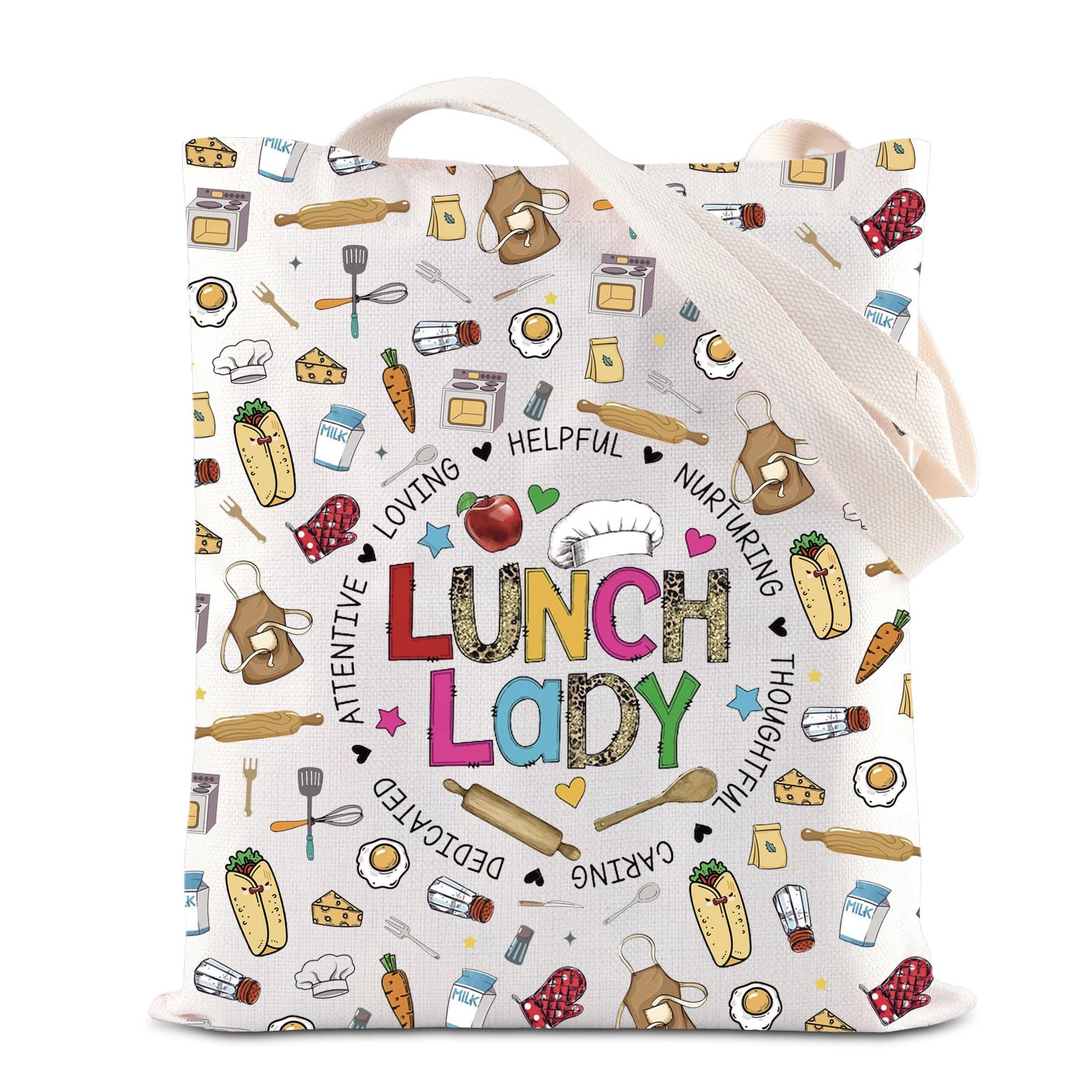 KUIYAI Lunch Lady Appreciation Tote Bag Cafeteria Crew Gift Lunch Squad Gift School Lunch Stuff Gift Cafeteria Lady Shoulder Bag