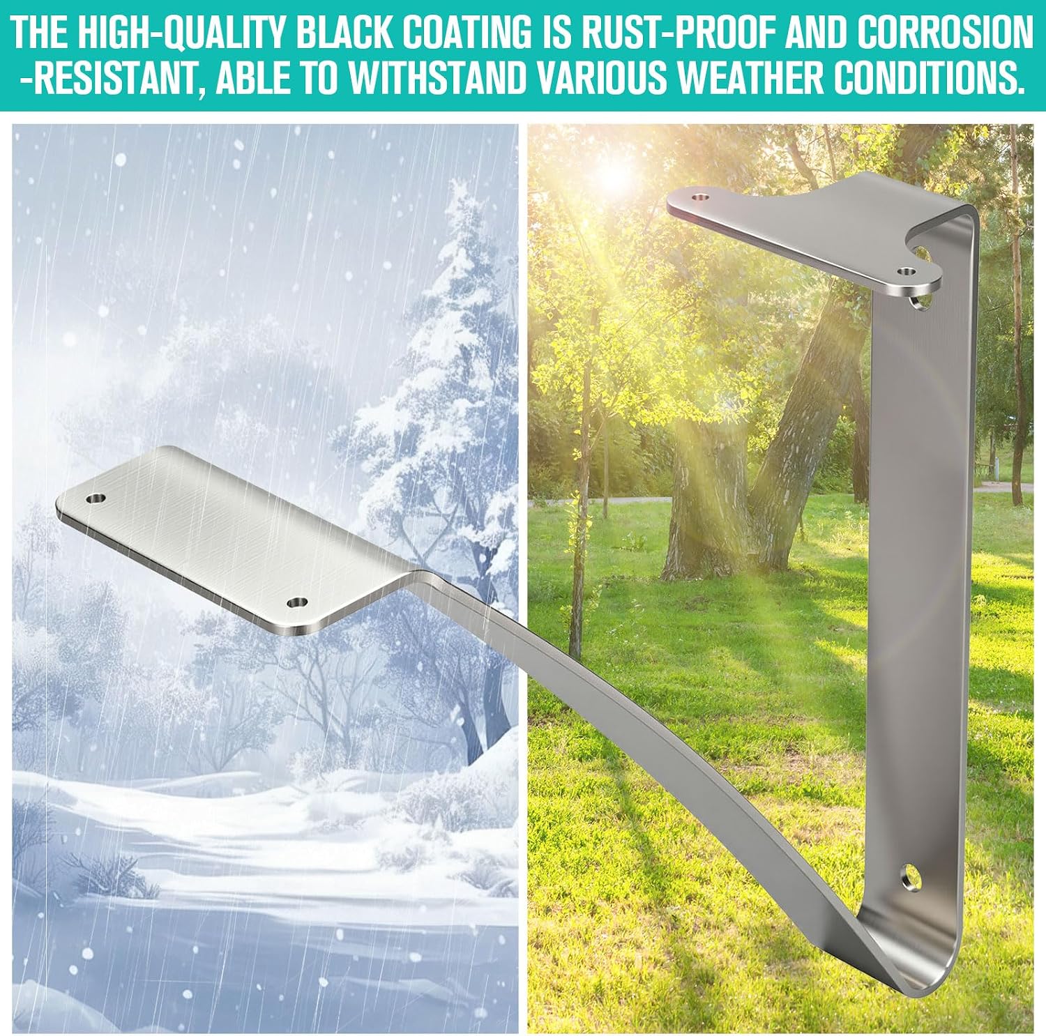 Mailbox Bracket for Post Metal Mounting Heavy Duty Floating Shelf Bracket Hardware for Strong Support Installation Outdoor (Silver)