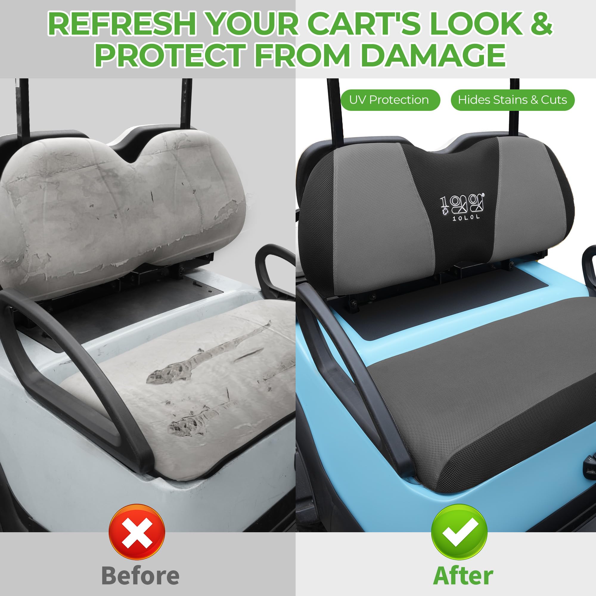 10L0L Universal Golfwagen Sitzbezüge für ältere Golf Car, langlebiges, atmungsaktives Material, passt wie EIN Handschuh für Club Car Precedent und Yamaha