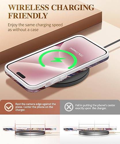 Miniatura 5 de GVIEWIN Funda floral para iPhone 15, con protector de pantalla y protector de lente de cámara, protección contra caídas de grado militar de 10 pies