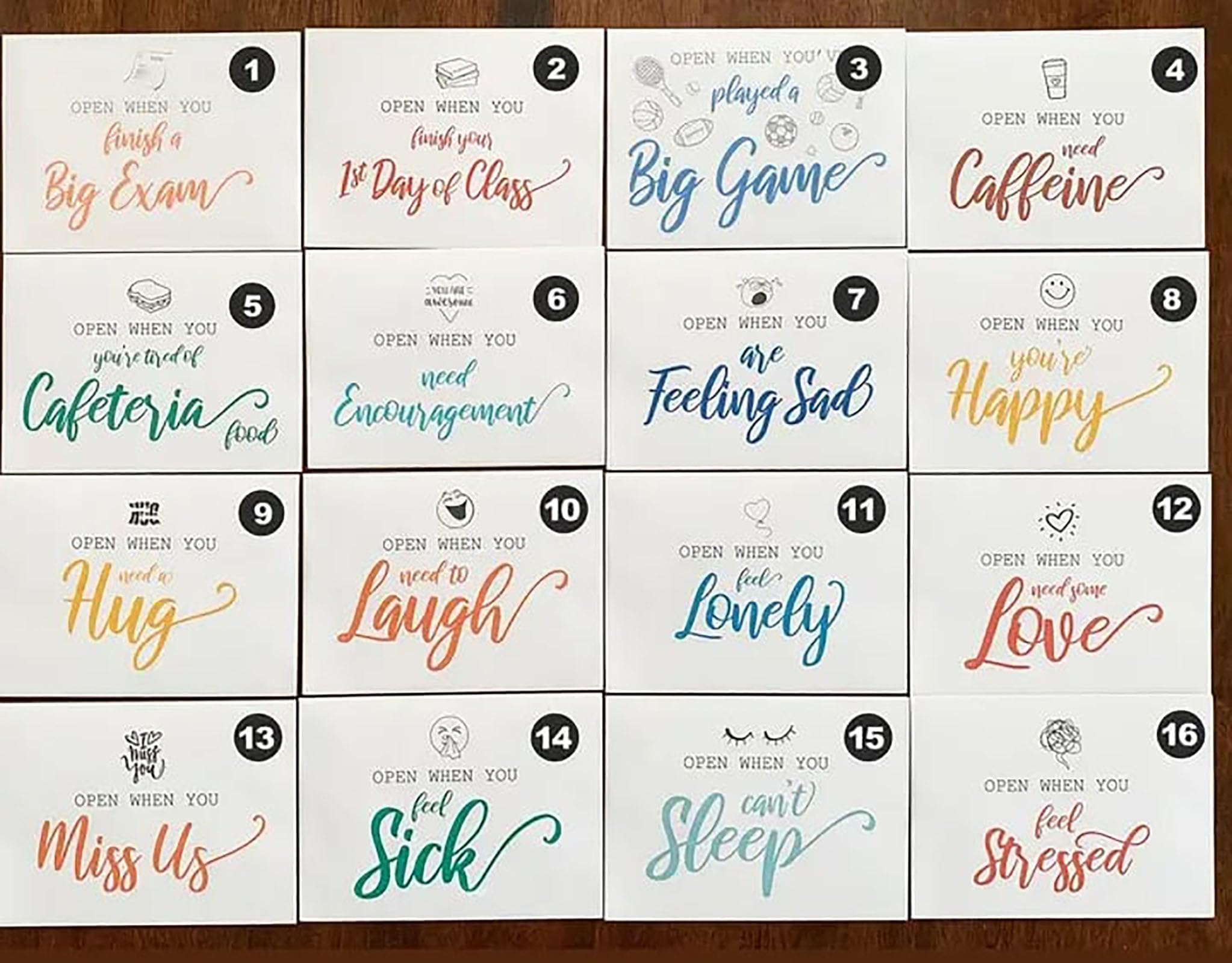 „Open When“-Umschlagset Mit 12 Designs – Emotionale Abschiedsgeschenke Für Tochter, Sohn, Freund Zum Studienstart
