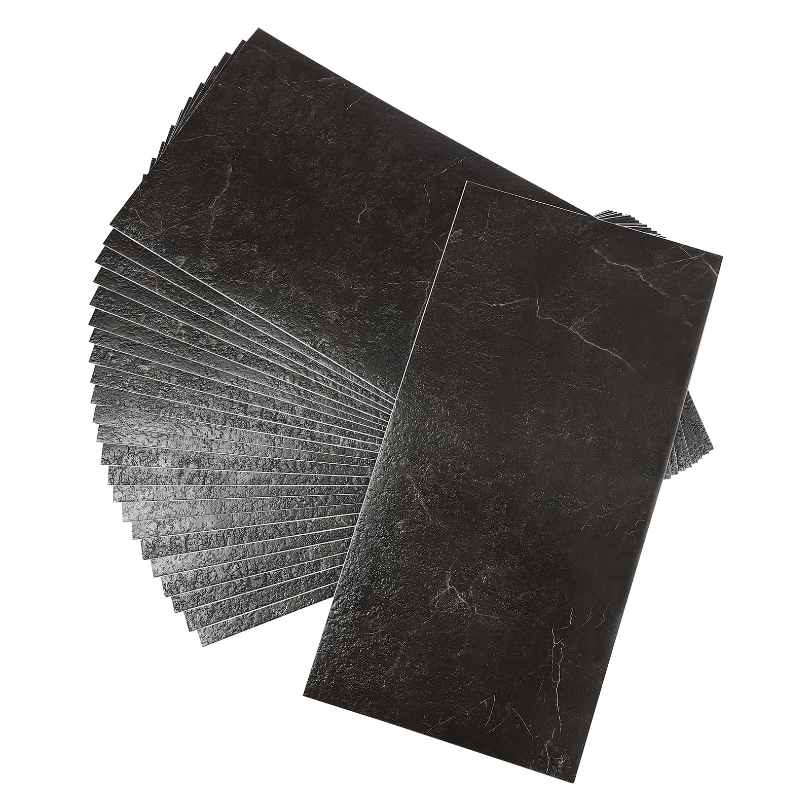 Baldosas autoadhesivas de PVC, 24 unidades (60 x 30 cm), 1,3 mm de grosor (aproximadamente 4,32 ㎡ de superficie de cubierta), color negro, grano de piedra, impermeable, moderno, para cocina y baño